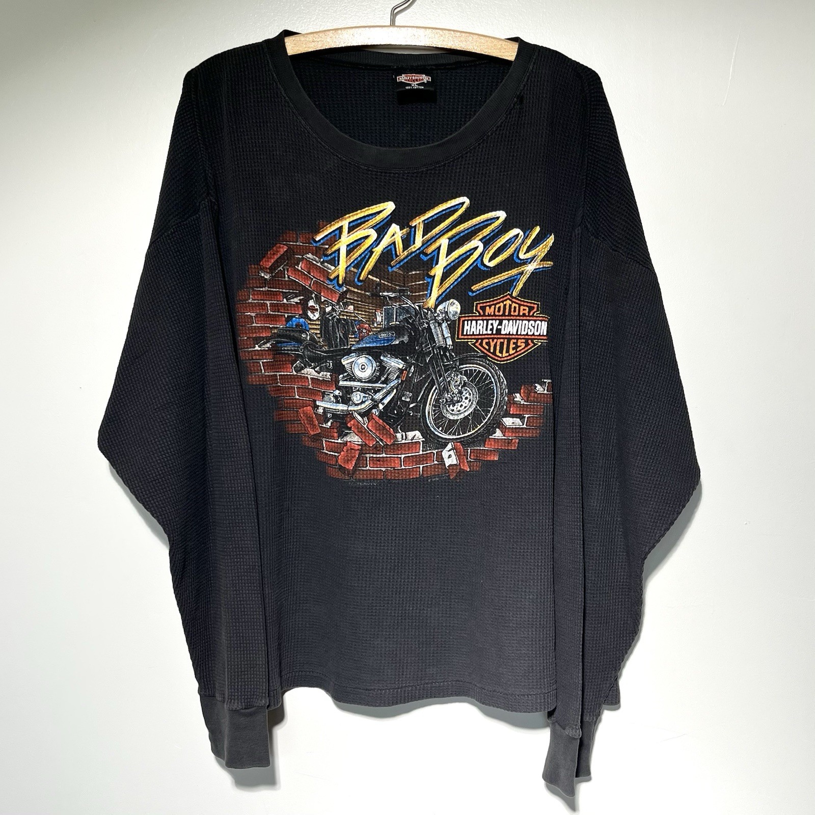 Vintage 1993 Bad boy Harley Davidson Cotton Knit Long Sleeve Shirt Size XL Vintage 1993 Bad boy Harley Davidson Cotton Knit Long Sleeve Shirt Size XL
