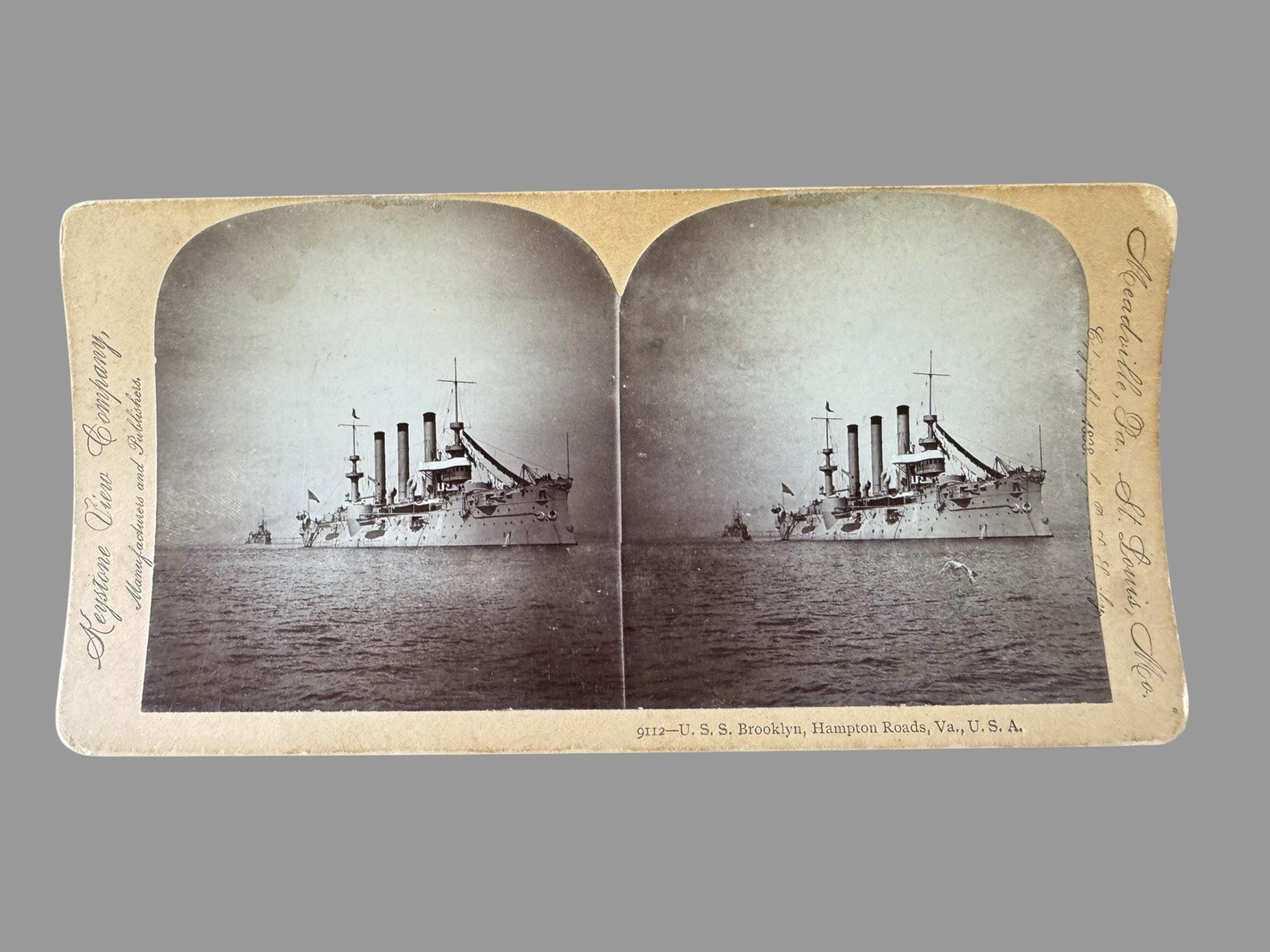 Antique USS Brooklyn ACR-3 Stereoview Spanish American War Navy Battleship