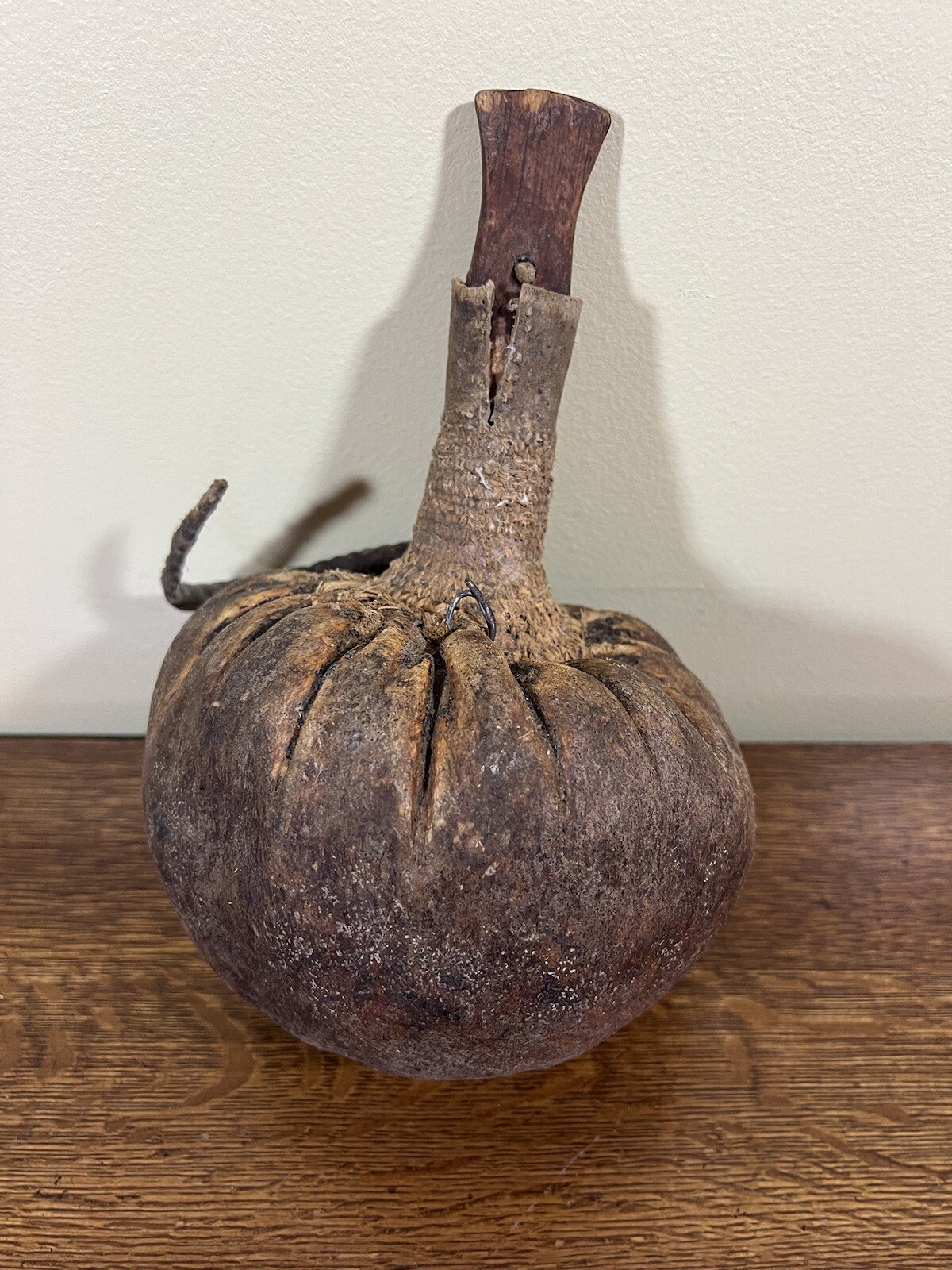 Antique African PRIMITIVE OLD Gourd? Unknown Vessel With Stopper #9 Antique African PRIMITIVE OLD Gourd? Unknown Vessel With Stopper #9