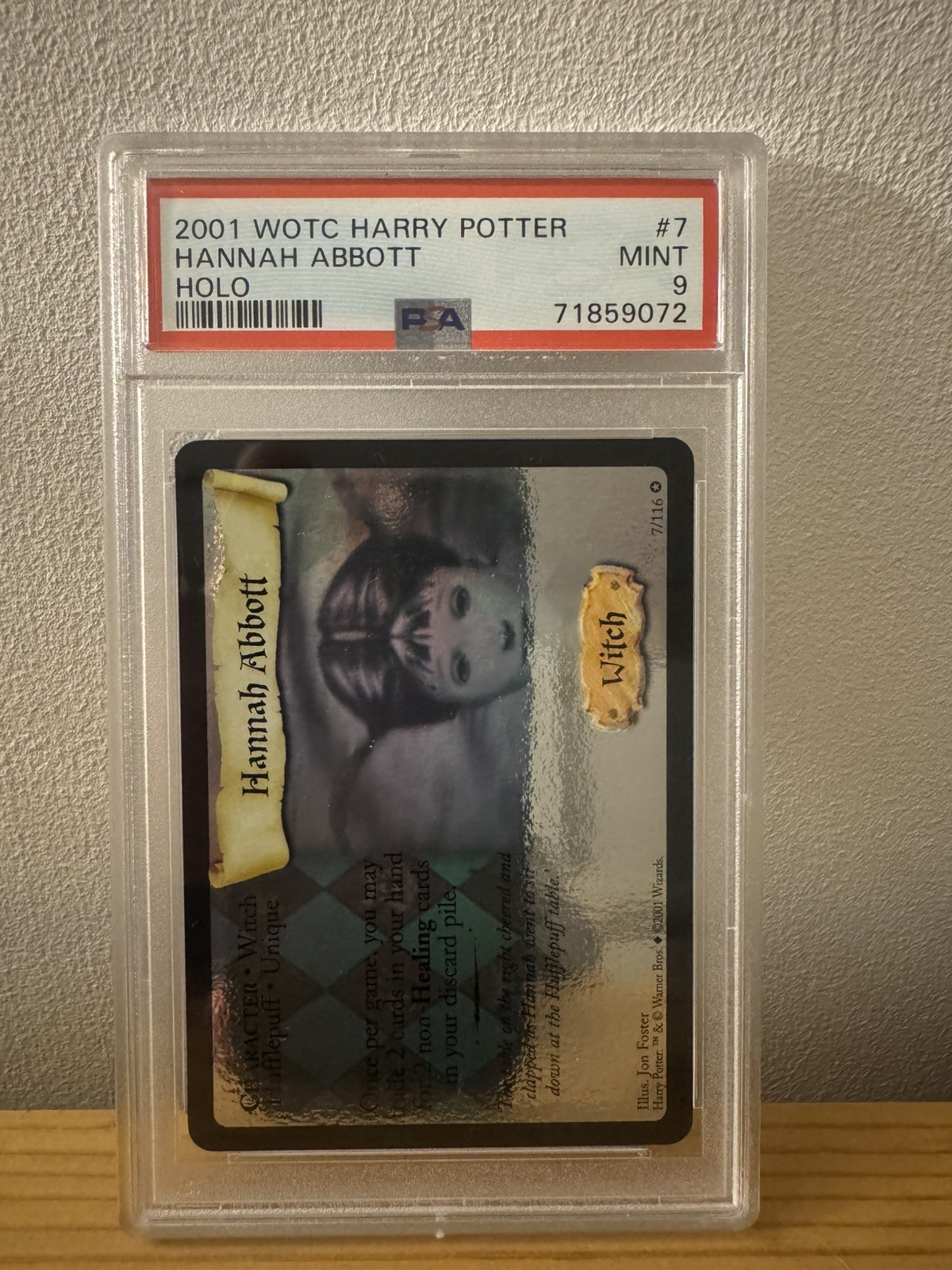 2001 Harry Potter WOTC Base Set Ghost Rare Foil Hannah Abbott 7/116 PSA 9