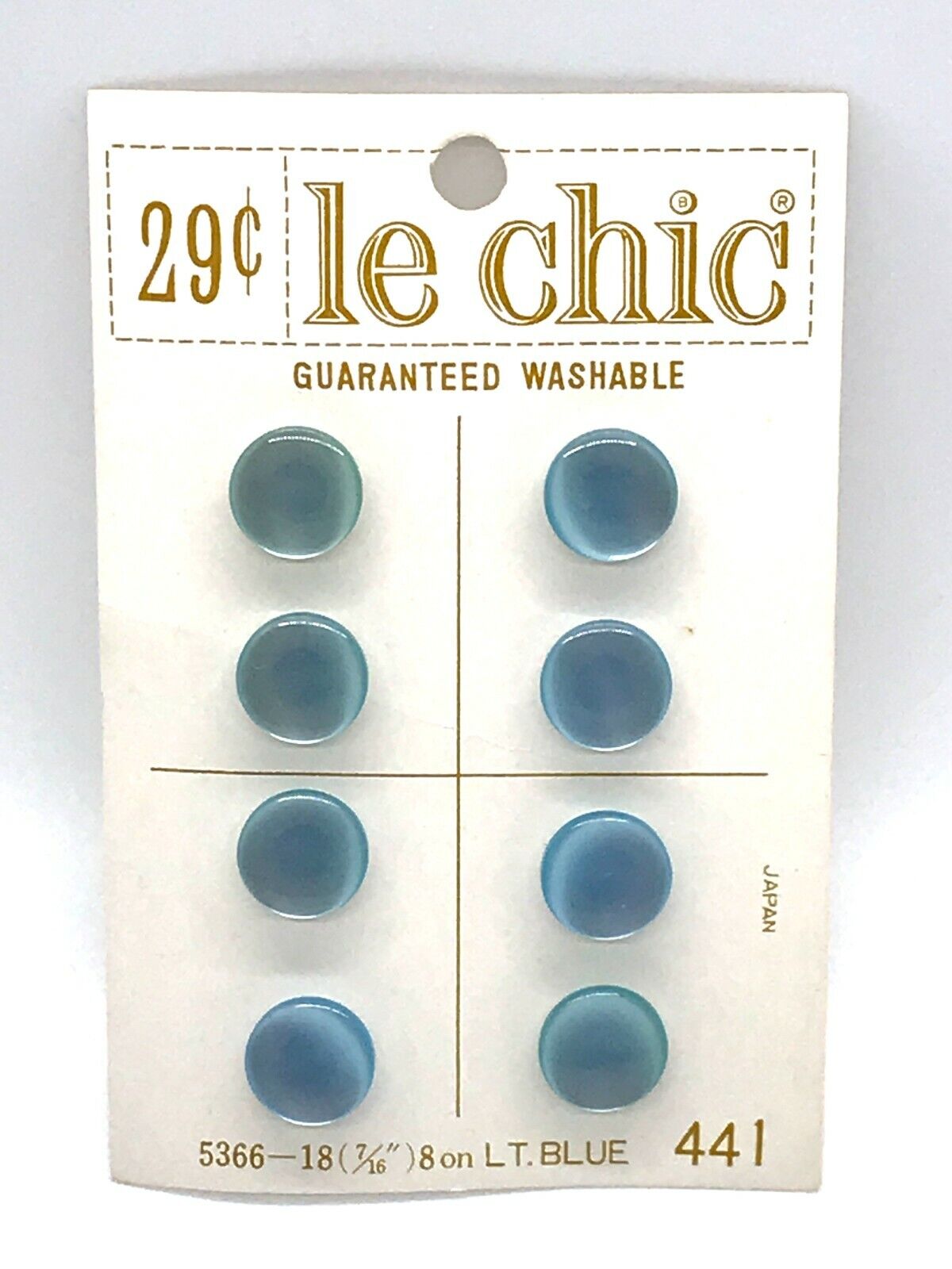 Vintage Le Chic Light Blue Buttons – Gorgeous – New