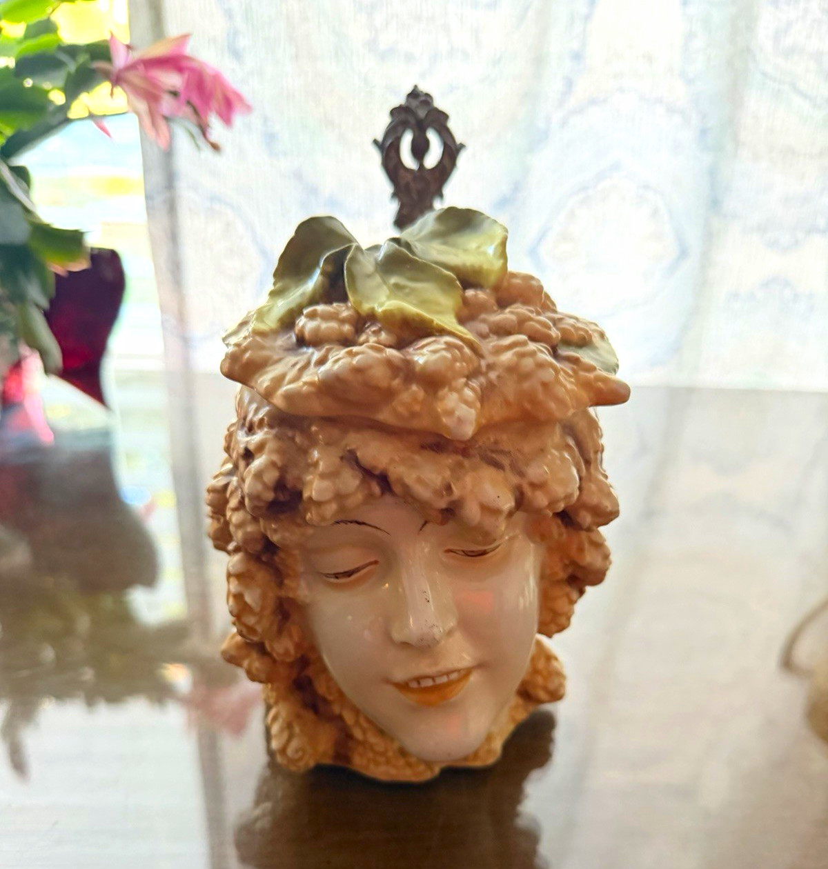 Antique Schierholz Musterschutz Hops Girl Porcelain Character Beer Stein No. 23. Antique Schierholz Musterschutz Hops Girl Porcelain Character Beer Stein No. 23.