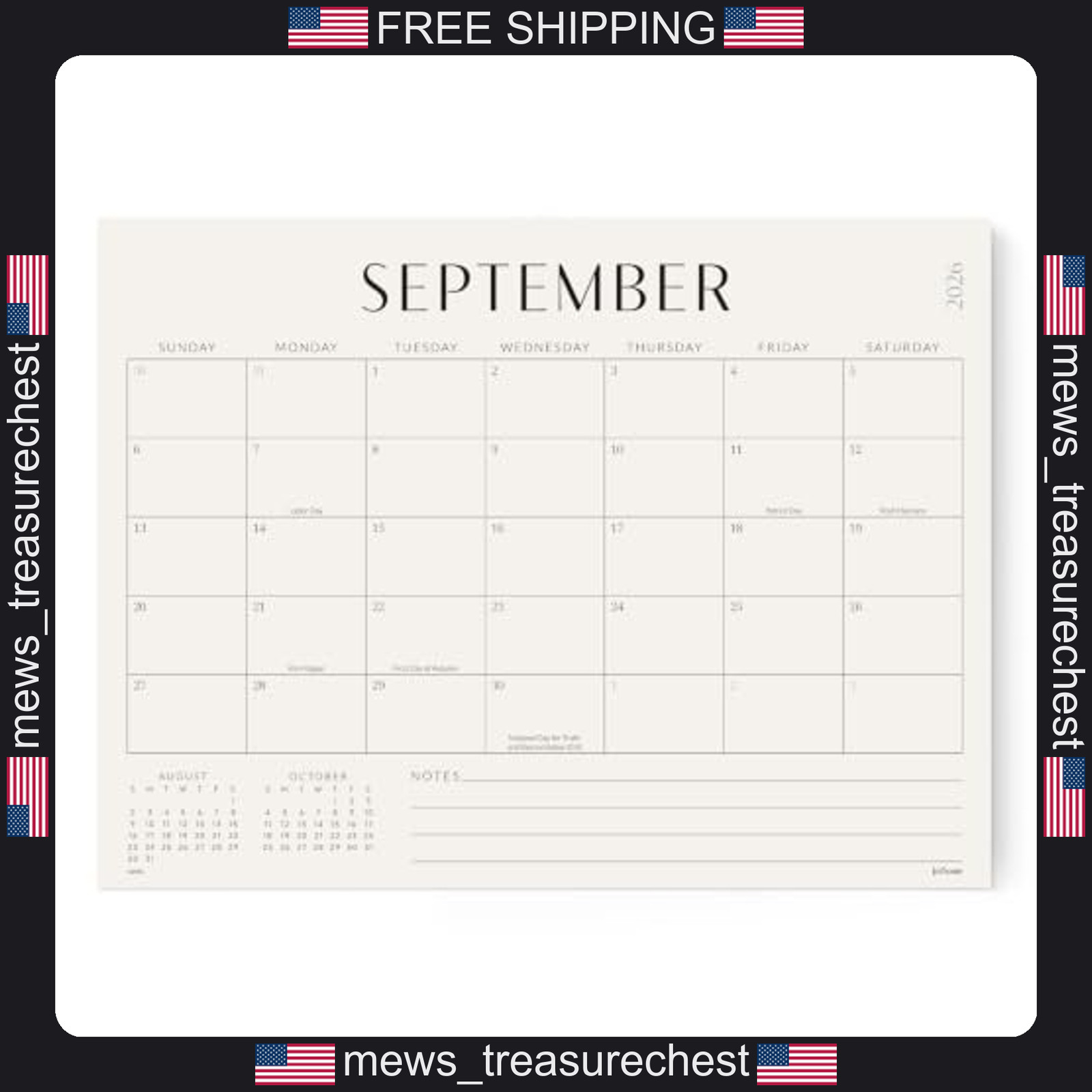 Magnetic Refrigerator Calendar 2026-2027 14x10.5 inches for Planning