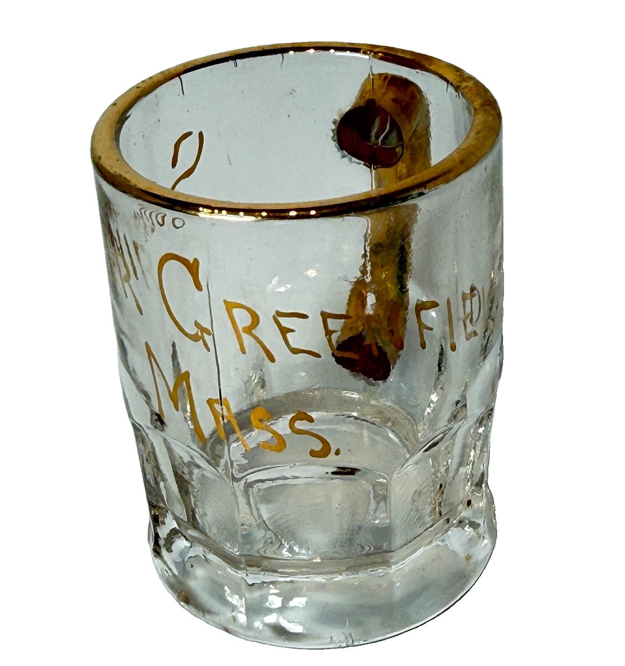 GREENFIELD MA Massachusetts Souvenir ANTIQUE DEPRESSION Glass TRINKET CUP GREENFIELD MA Massachusetts Souvenir ANTIQUE DEPRESSION Glass TRINKET CUP