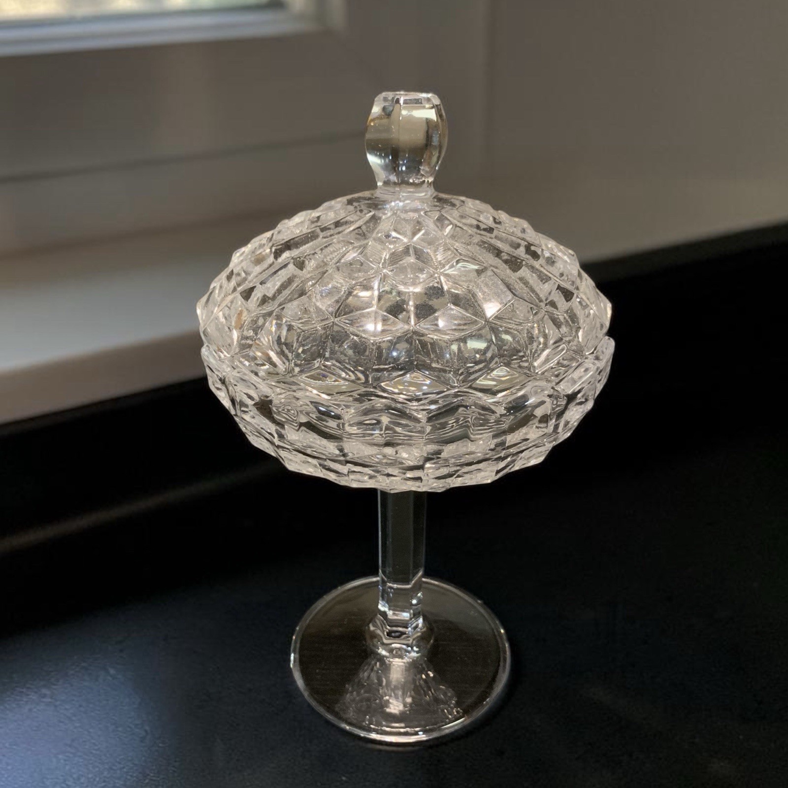 Vintage Fostoria American Clear Glass 9” Covered Compote Candy Dish With Lid