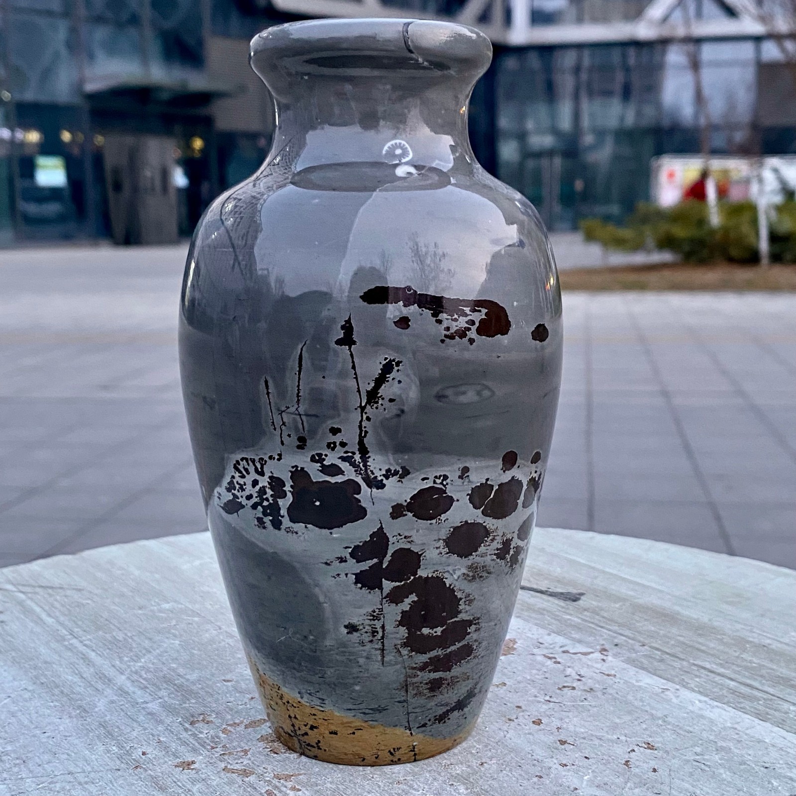 4.51LB Vase Natural Chinese Dendritic Limestone Picture Stone Guohua - Rare