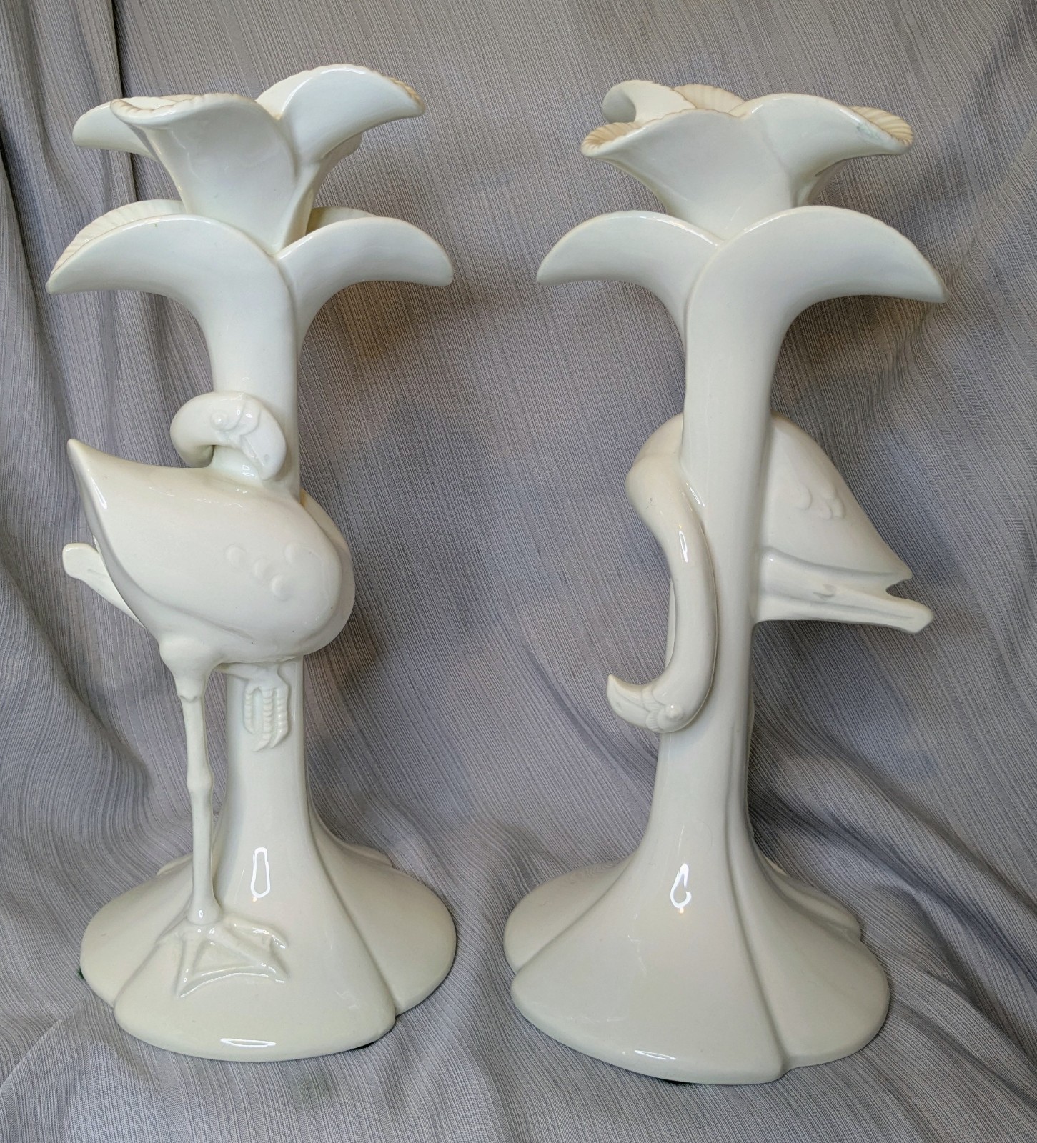 Vintage 1980s Fitz & Floyd White Porcelain Flamingo Candle Holders Japan 10\ Vintage 1980s Fitz & Floyd White Porcelain Flamingo Candle Holders Japan 10\