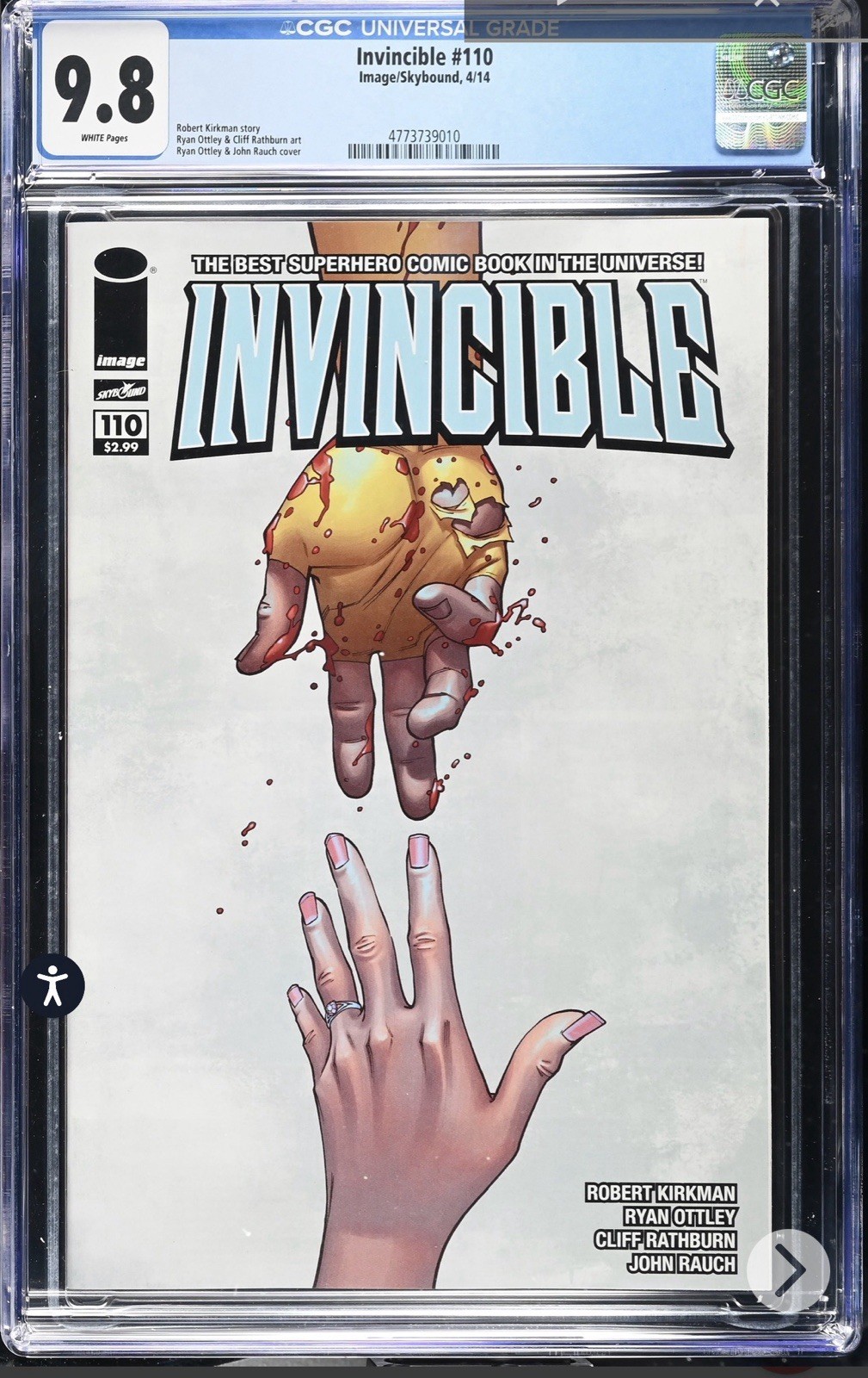 Invincible #110 CGC 9.8 White Image 4/14 Kirkman Ottley Key Issue Invincible #110 CGC 9.8 White Image 4/14 Kirkman Ottley Key Issue