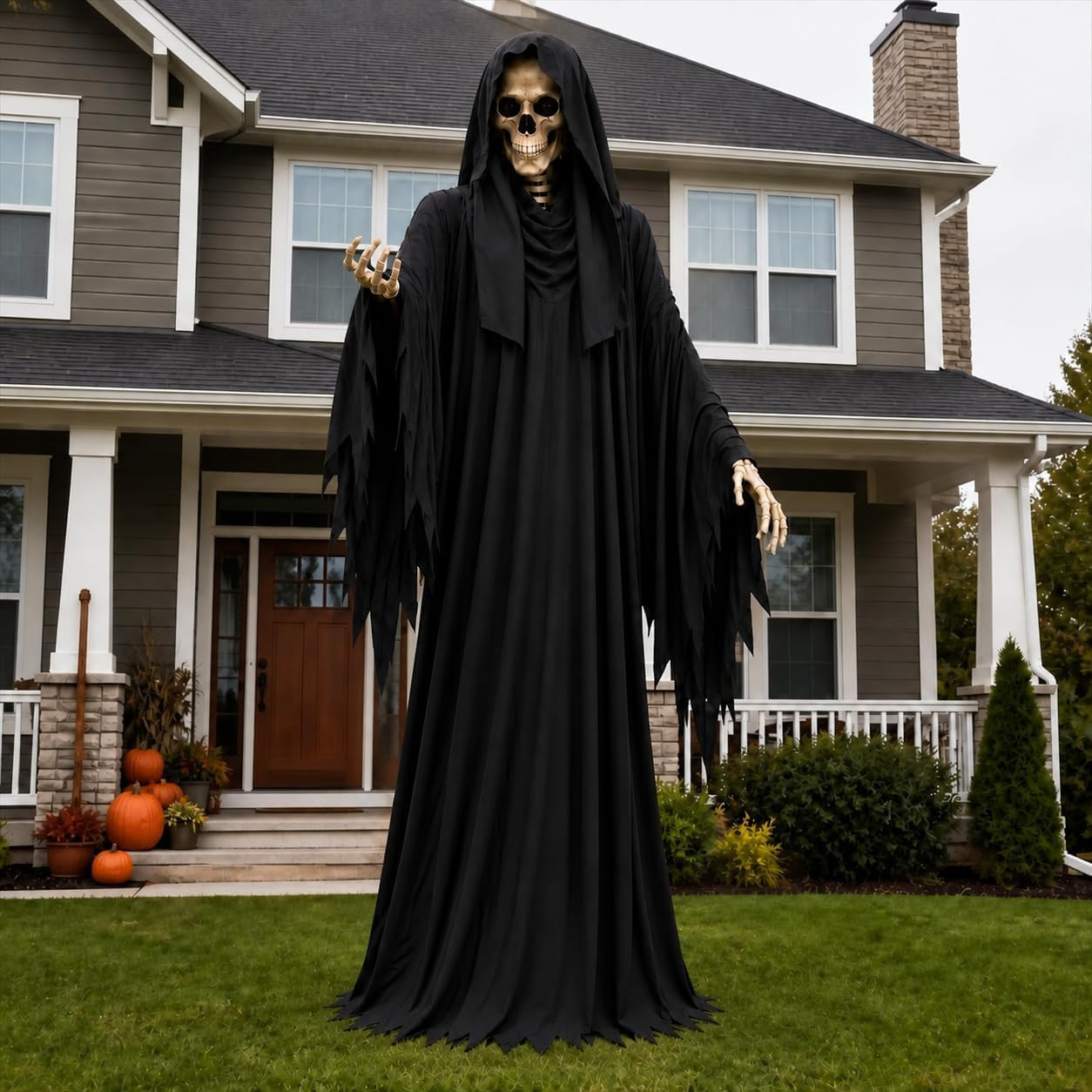 2 Pcs Black Grim Reaper Outfit for 12 Ft Skeleton Halloween Yard Decor