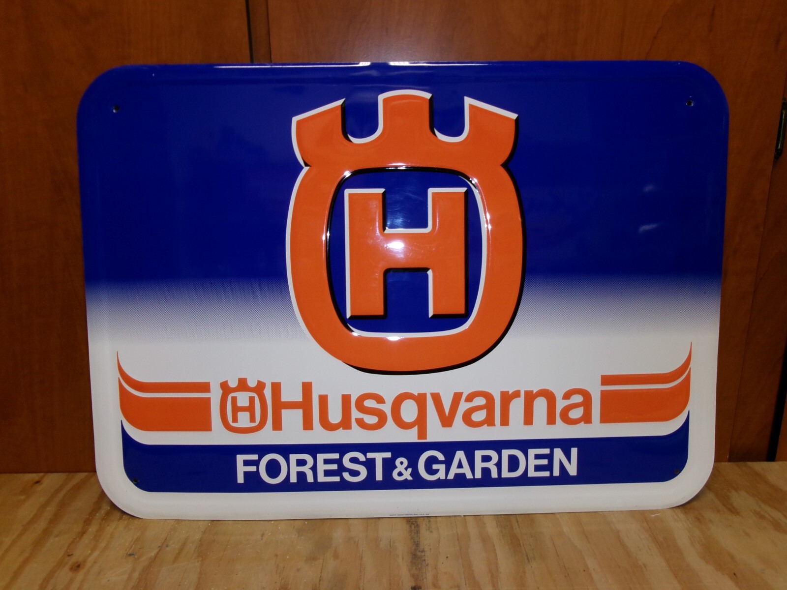 Vintage NOS  Husqvarna Forest & Garden Embossed sign Chainsaw