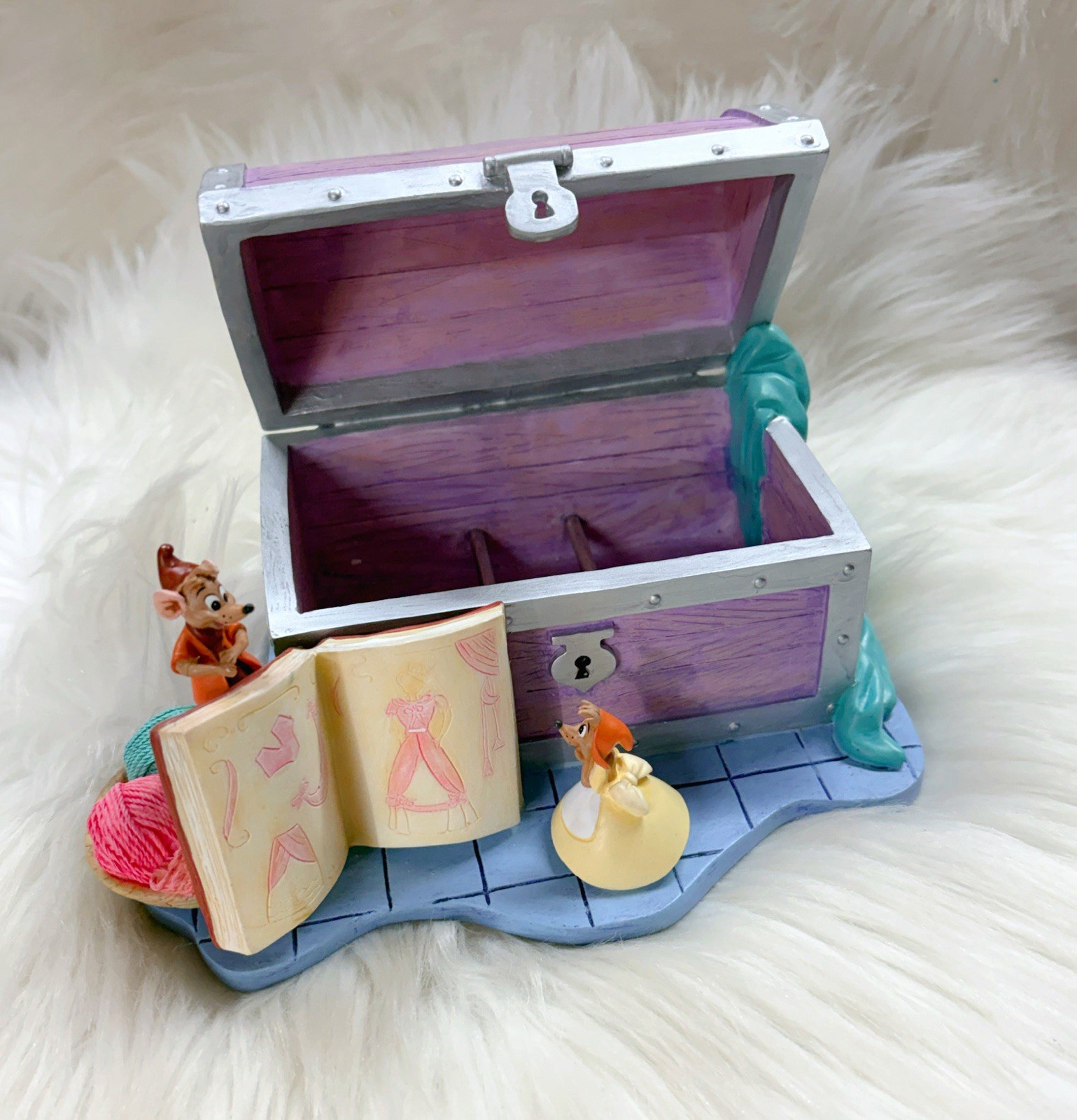 Vintage Disney Catalog Cinderella Address Holder Stationery Sewing Box Figurine