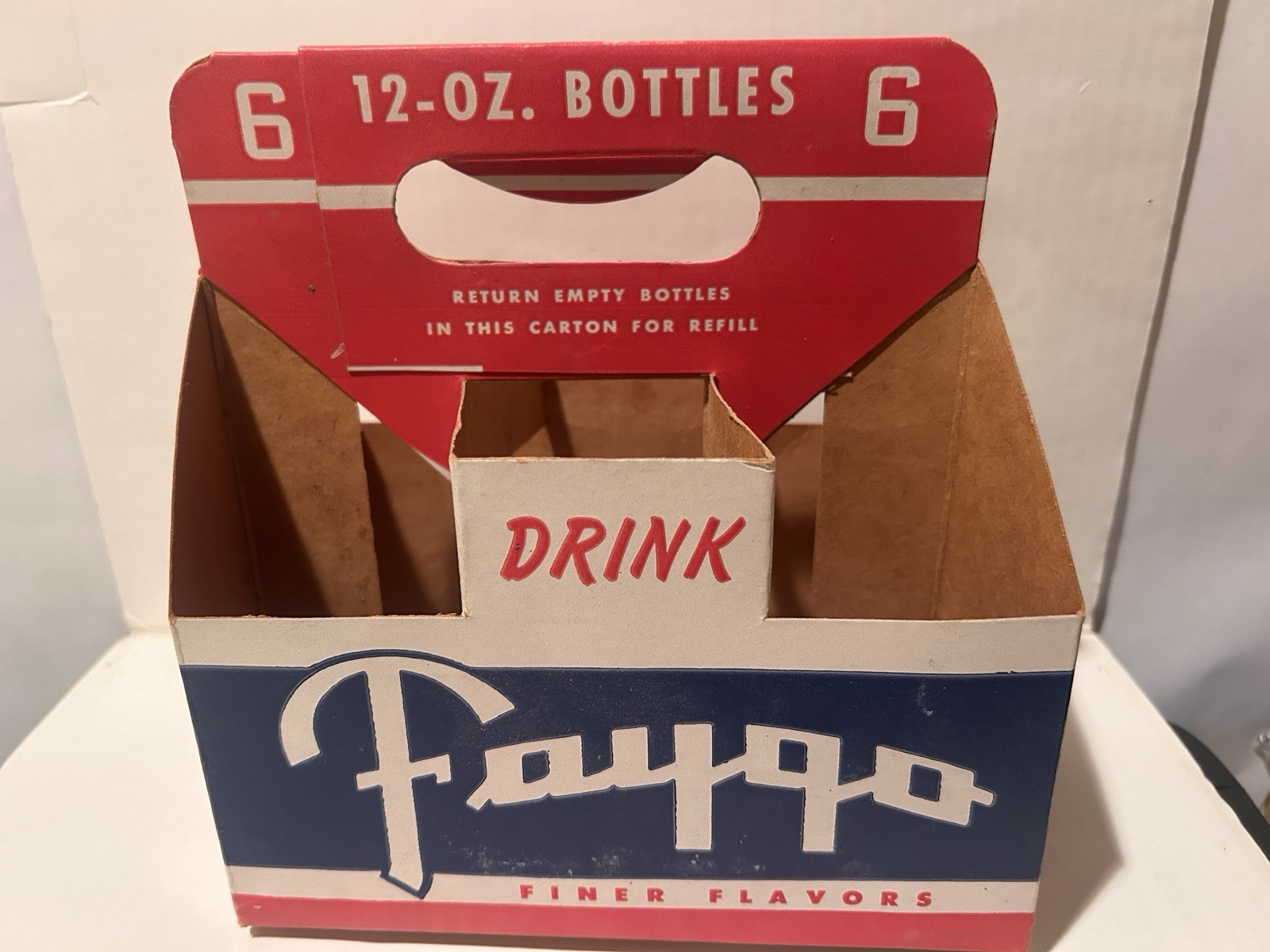 Vintage Rare Faygo 50's 60s Cardboard Carrier 6 Pack 12oz - Bottle Master Brand
