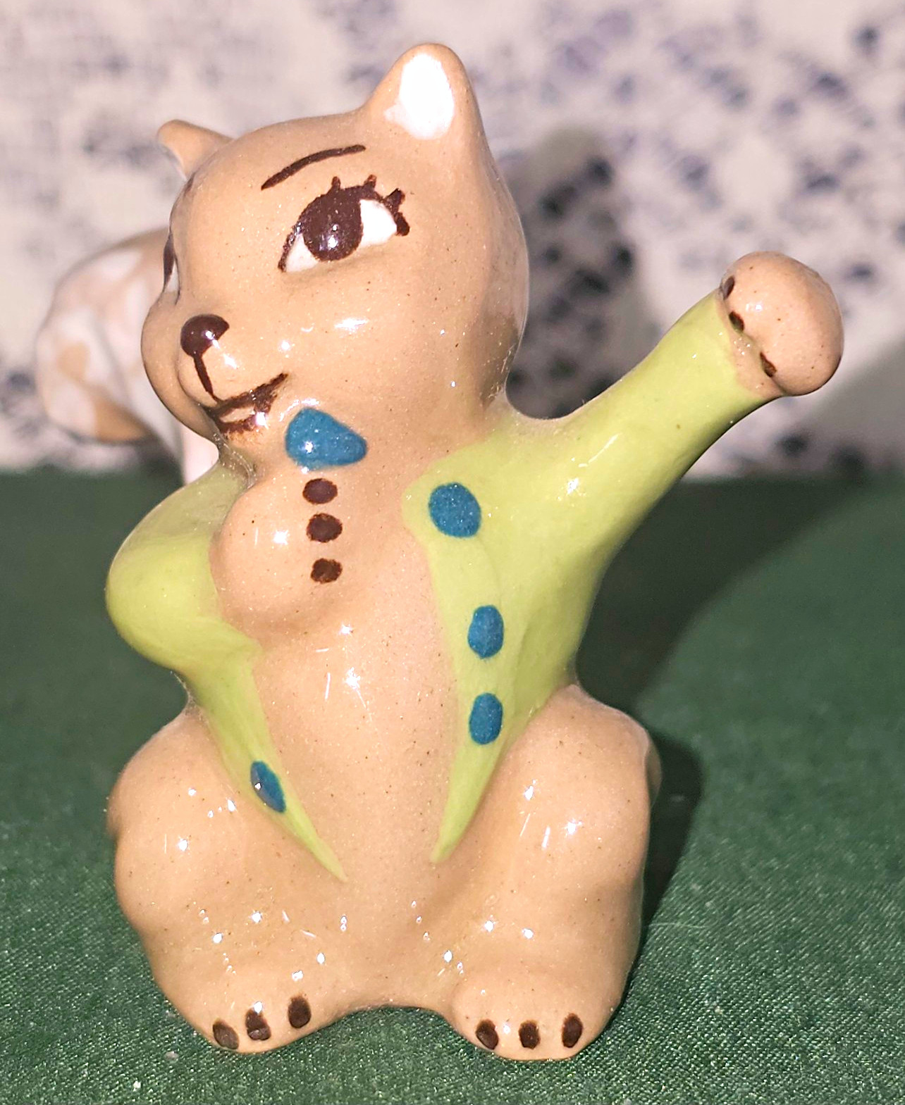 Vintage Ceramic Arts Studio Squirrel Figurine Green Jacket Betty Harrington 2.25 Vintage Ceramic Arts Studio Squirrel Figurine Green Jacket Betty Harrington 2.25