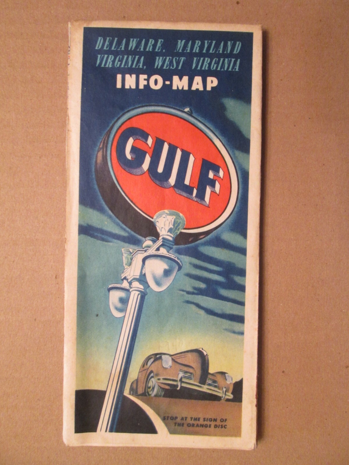 Gulf Oil Road Map of Delaware Maryland Virginia West Virginia 1942
