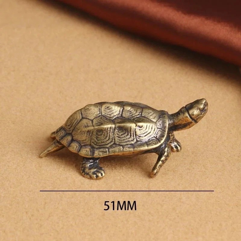 Vintage Brass Solid Turtle Statue Longevity Feng Shui Piece Animal Statue Gifts*