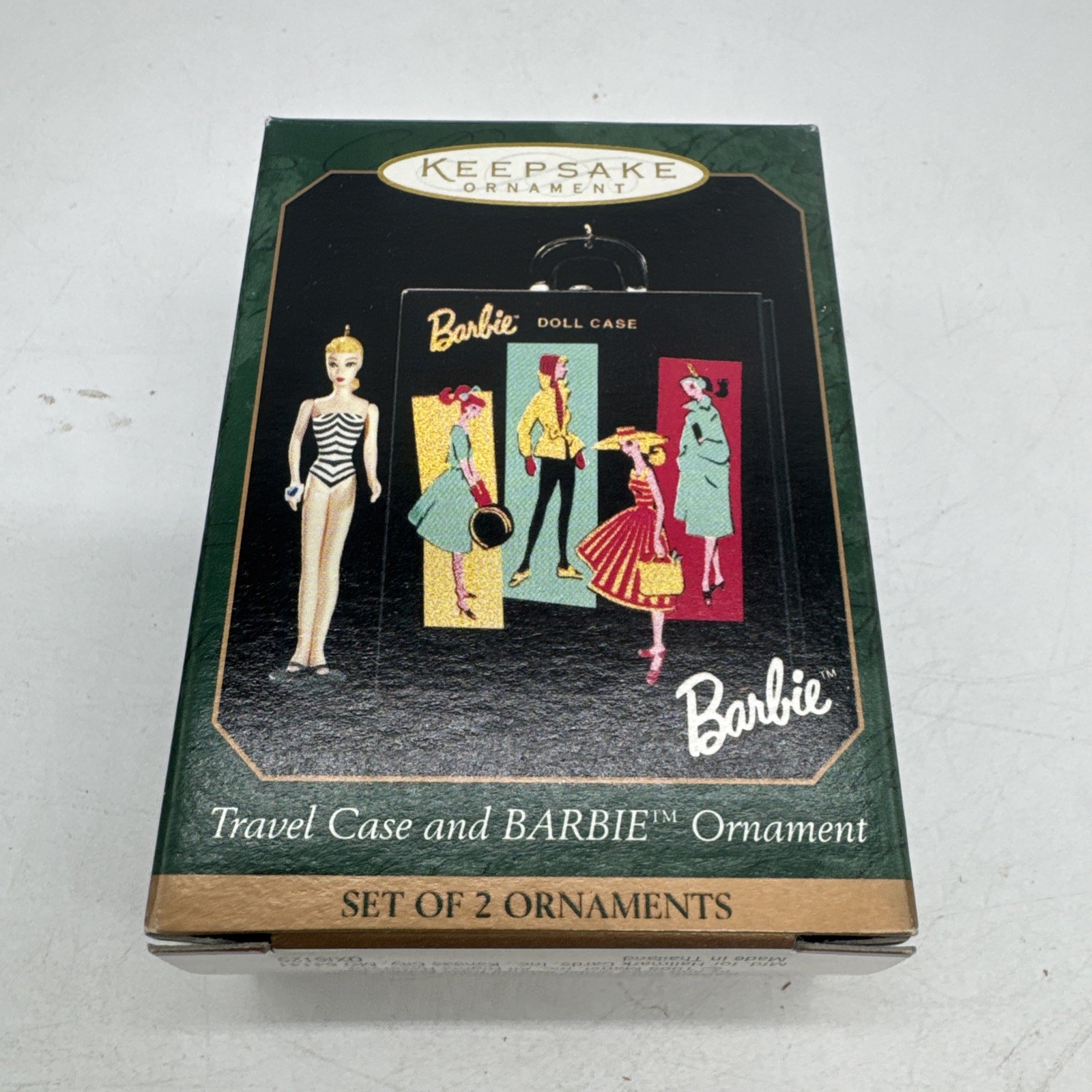 NIB 1998 Hallmark Keepsake Ornament Barbie Travel Case and Barbie Ornament