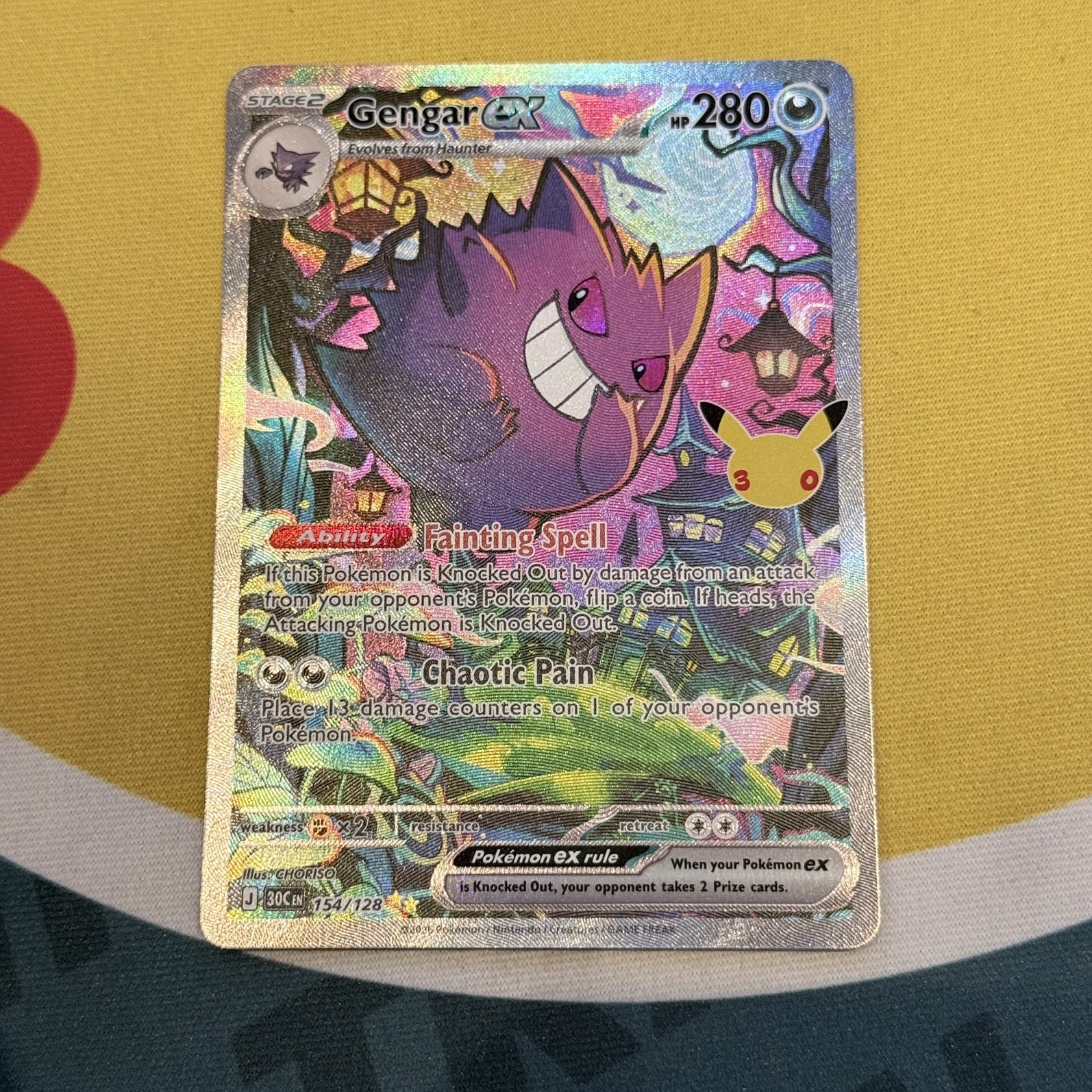 Pokémon TCG Gengar ex 154/128 30th Celebrations Ultra Rare Full Art Holo