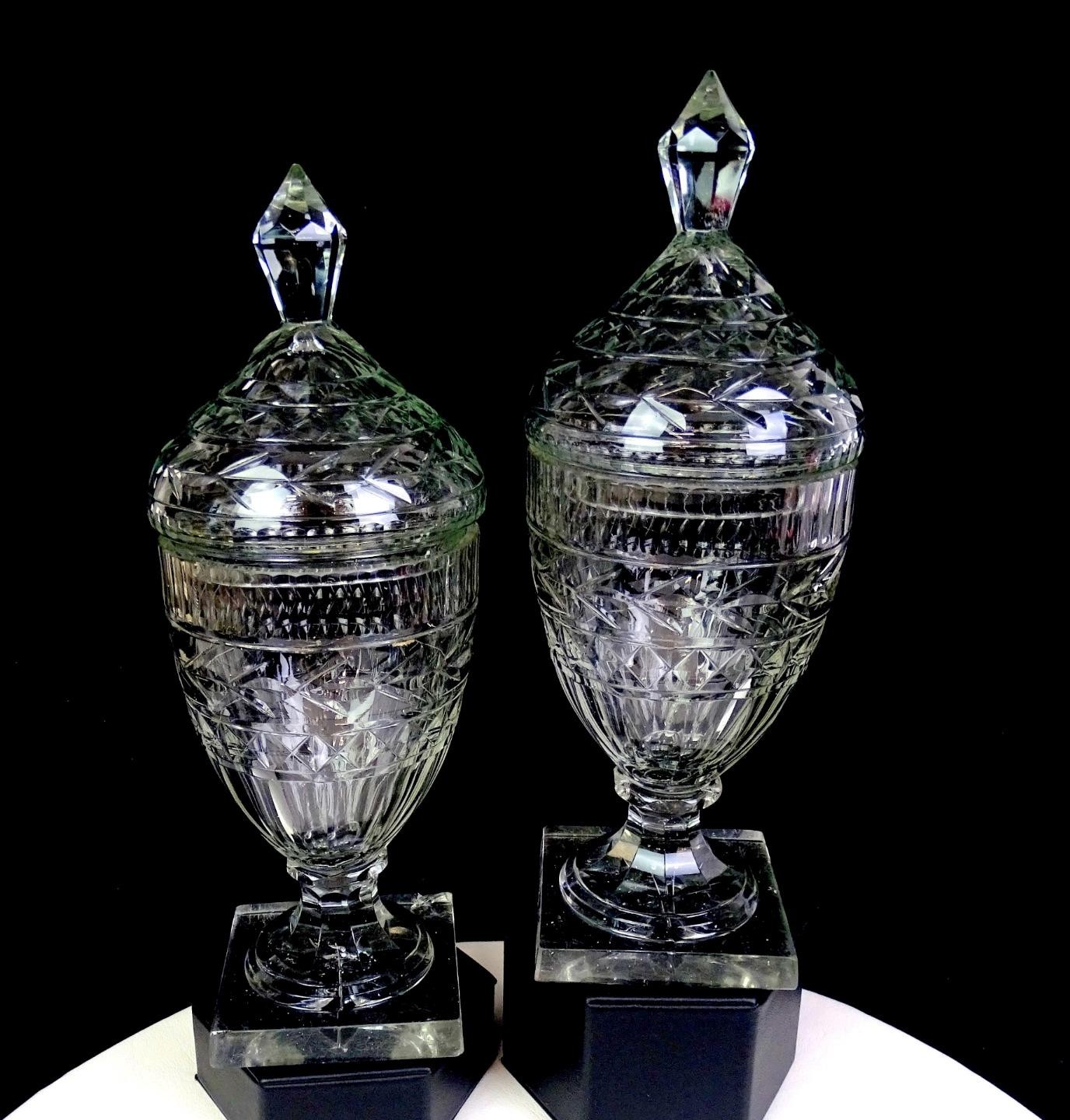 Antique Georgian Anglo-Irish Cut Glass Set Of Two 10