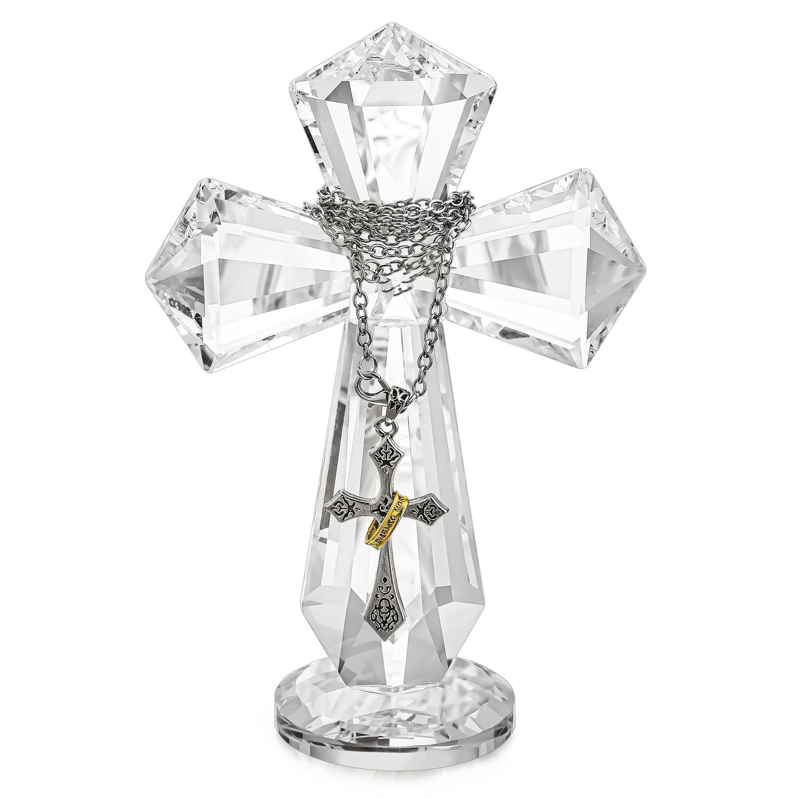 5.8inch Clear Crystal Cross Handmade Glass Holy Cross Collectible Religious C...