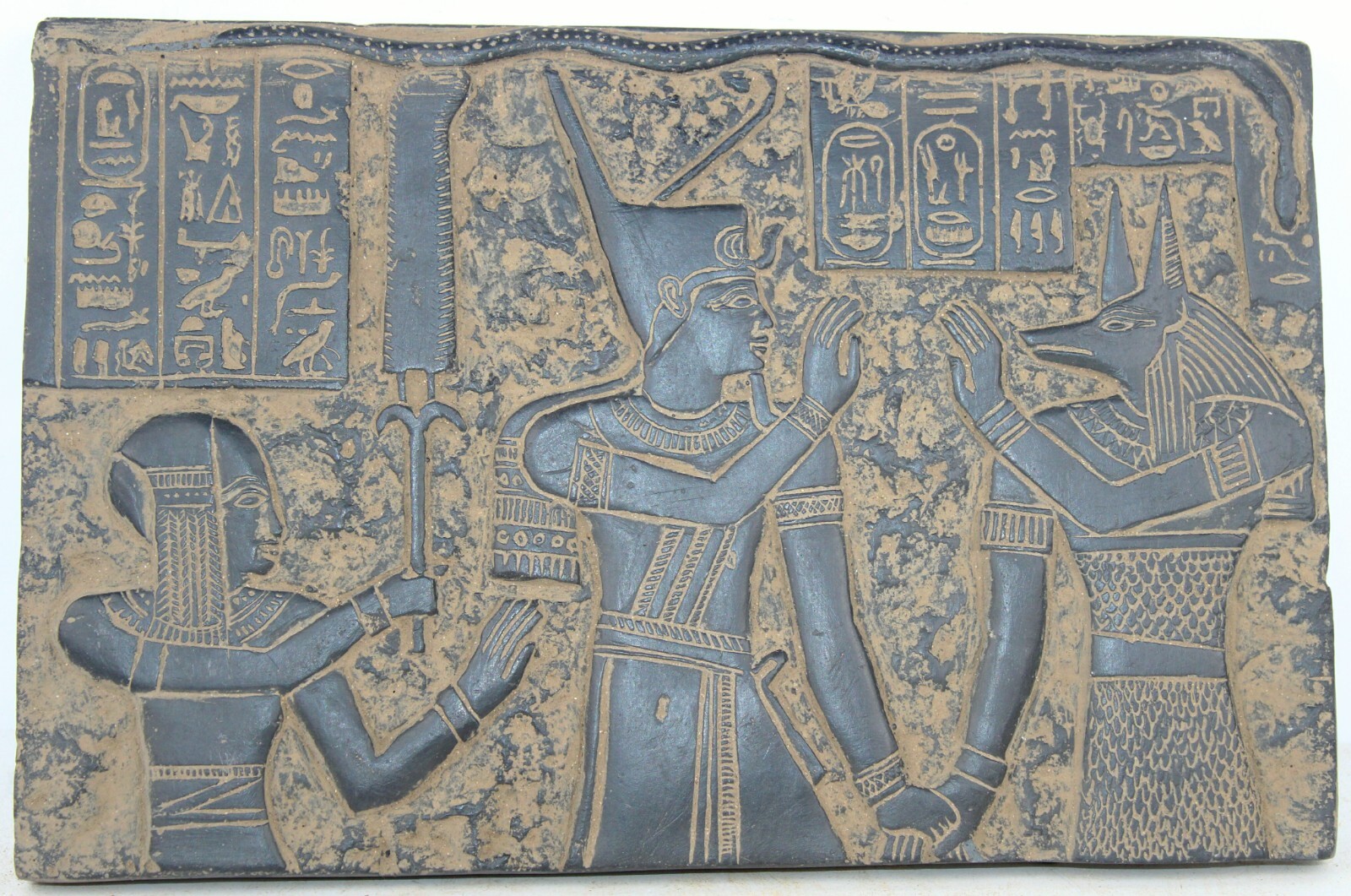 Rare Ancient Egyptian Antique Stela of Anubis and king BC Egyptology