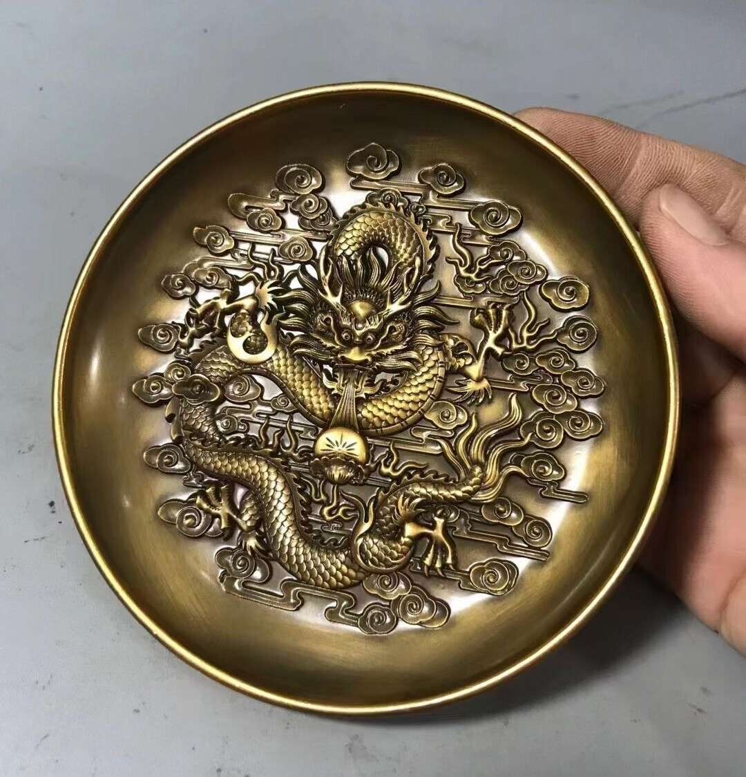 Chinese old bronze collection dragon figure statue incense burner buddha