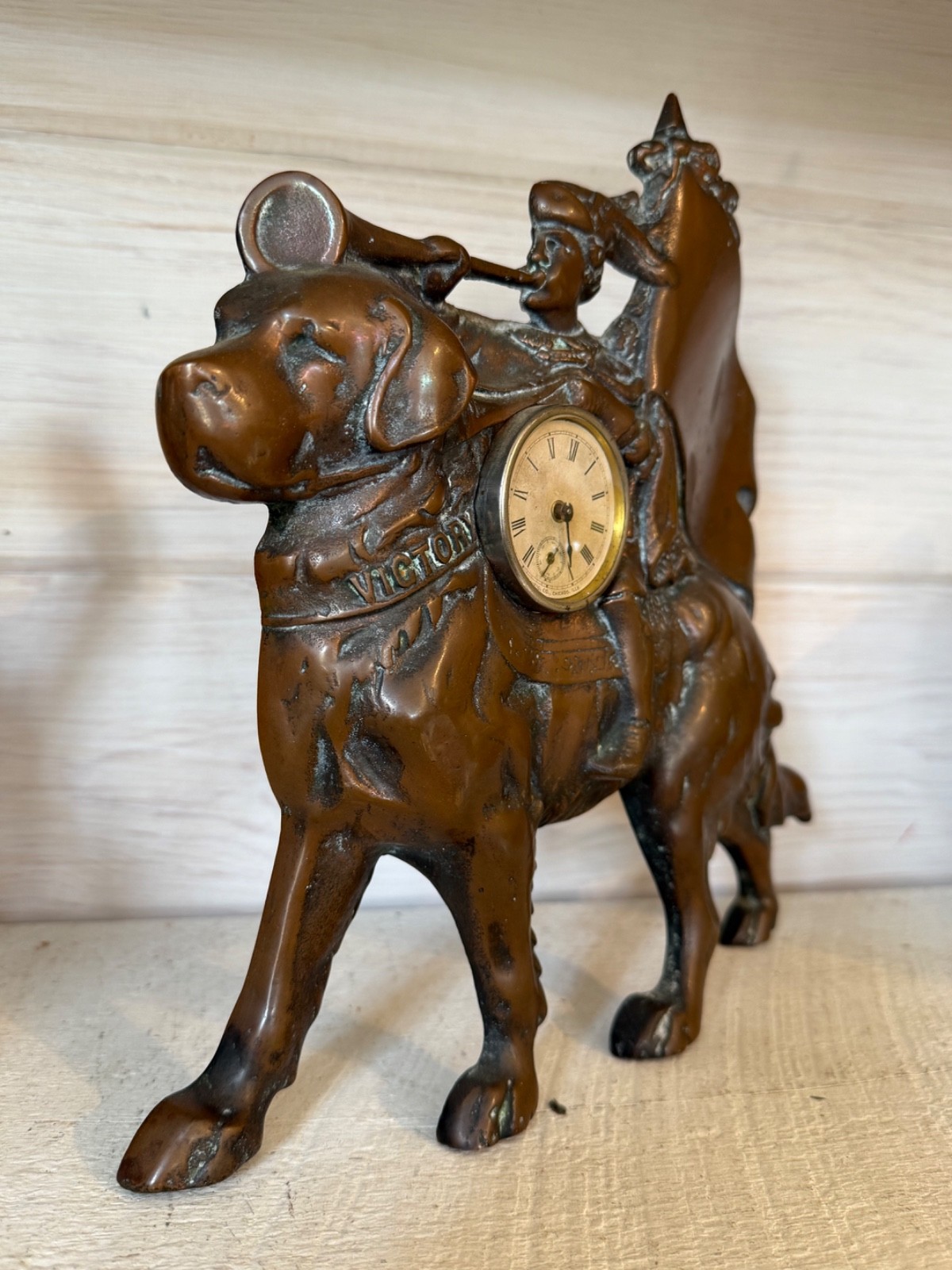 Victory Dog Head Cigars Antique Cast Iron Advertising Clock 1891 Chicago Regent