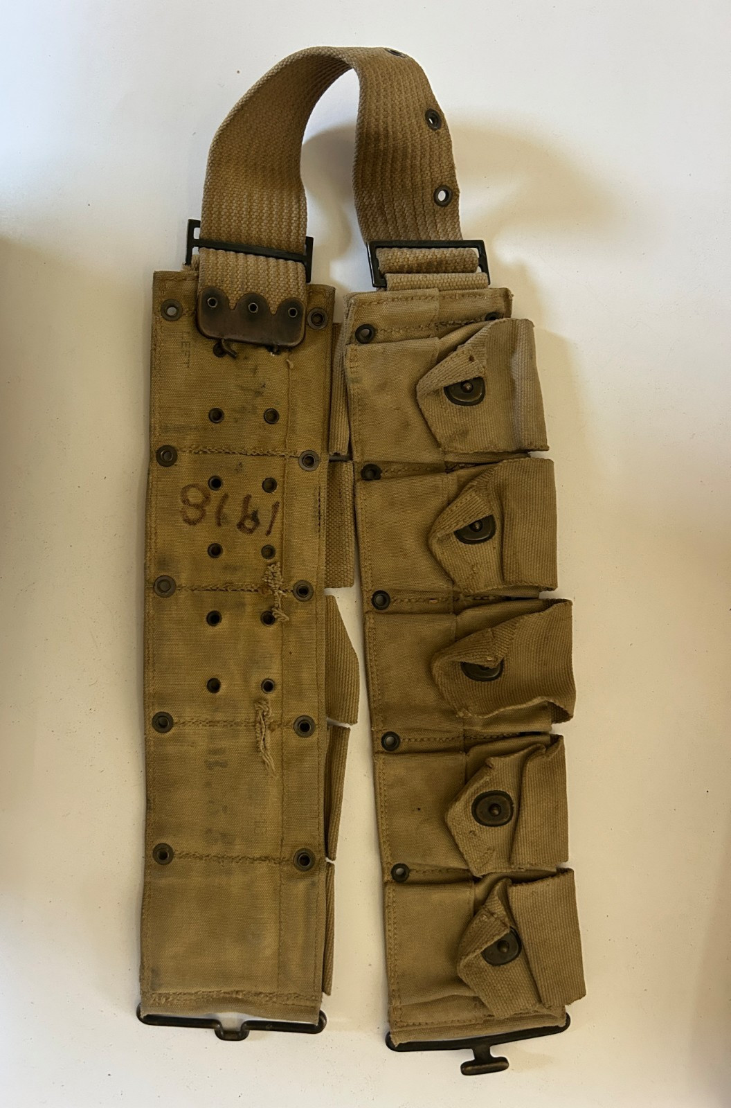 MS030J Original WWI US Military M1918 Dismounted 10 Pocket Rifle Cartridge Belt MS030J Original WWI US Military M1918 Dismounted 10 Pocket Rifle Cartridge Belt