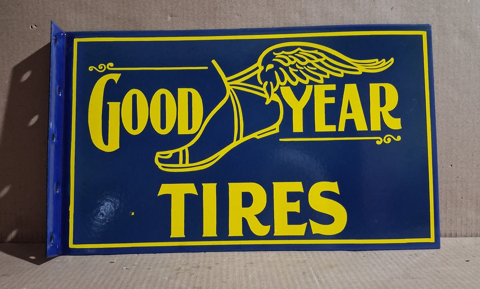 Good Year Tires Porcelain Enamel Sign  18 x 10 Inches 2 Sided