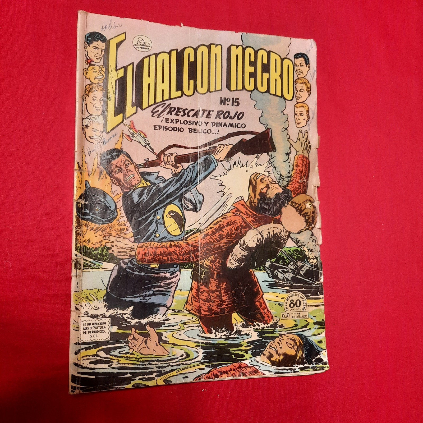 EL HALCON NEGRO Comic, #15,  Oct. 1952, Spanish Mexican, Adventure, 80 Centavos