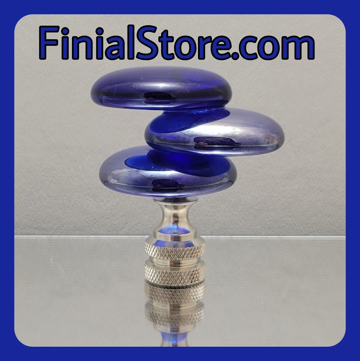 Cobalt Blue Cascading Glass Lamp Finial/Nickel Base-Custom Abstract Single Item