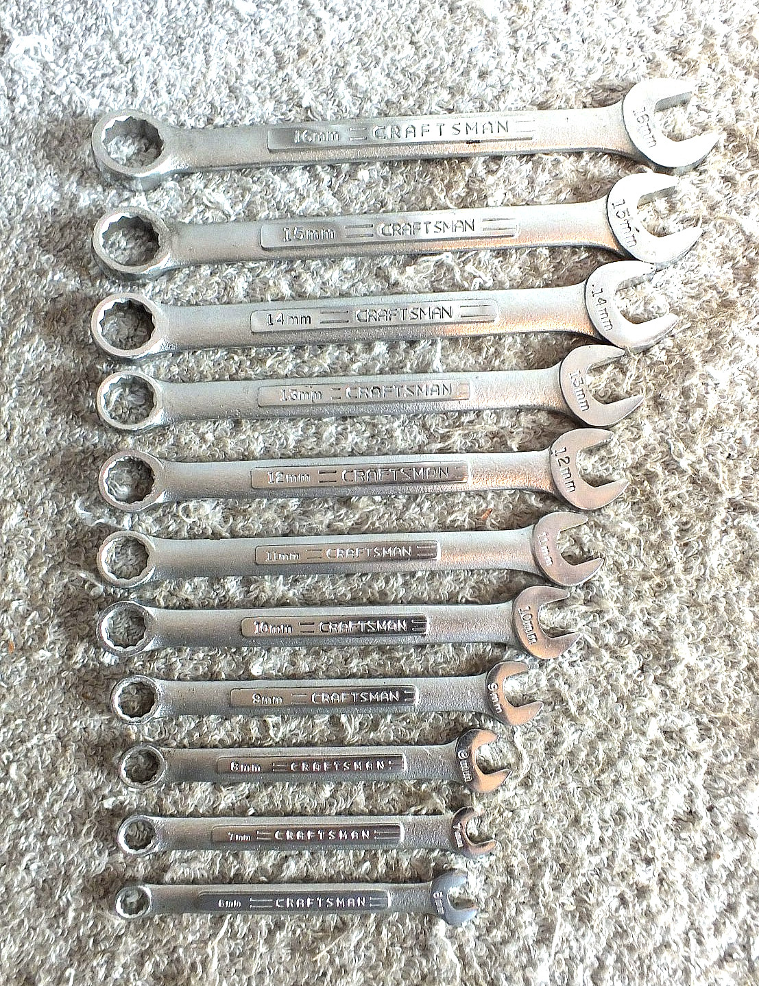 CRAFTSMAN USA 11 METRIC COMBINATION WRENCHES 6 TO 16 MM MADE IN USA SUPER NICE CRAFTSMAN USA 11 METRIC COMBINATION WRENCHES 6 TO 16 MM MADE IN USA SUPER NICE