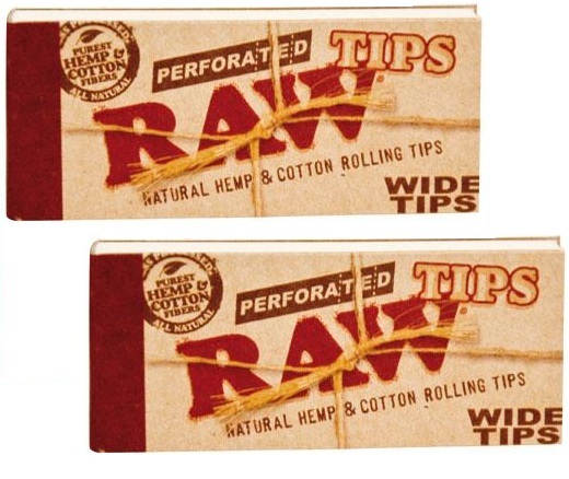 10 Packs RAW Wide Perforated Natural Unrefined Hemp & Cotton Tips (500 Total)