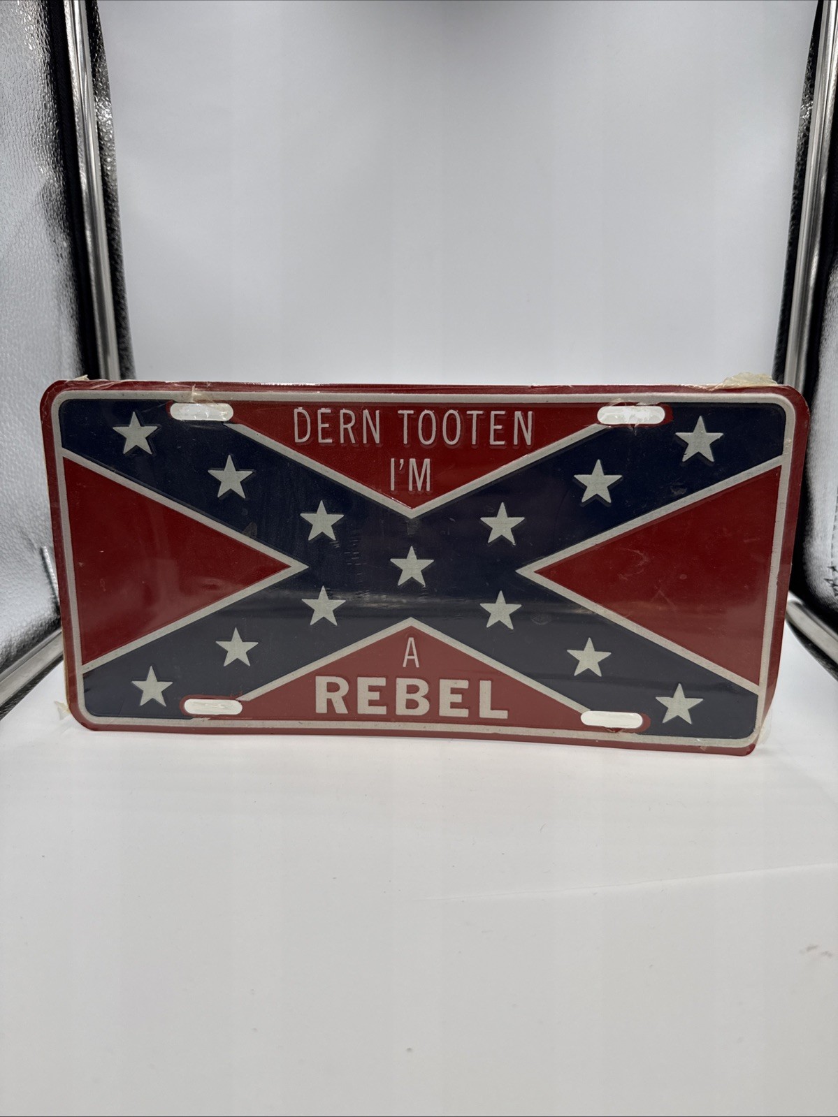 Vintage Dern Tooten I’m A Rebel License Plate Rat Rod - Man Cave NOS 1988