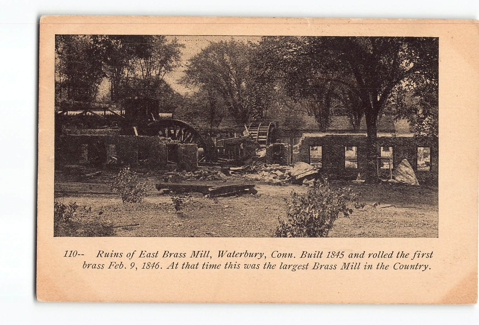 Waterbury Connecticut CT Postcard 1908 Ruins Of East Brass Mill