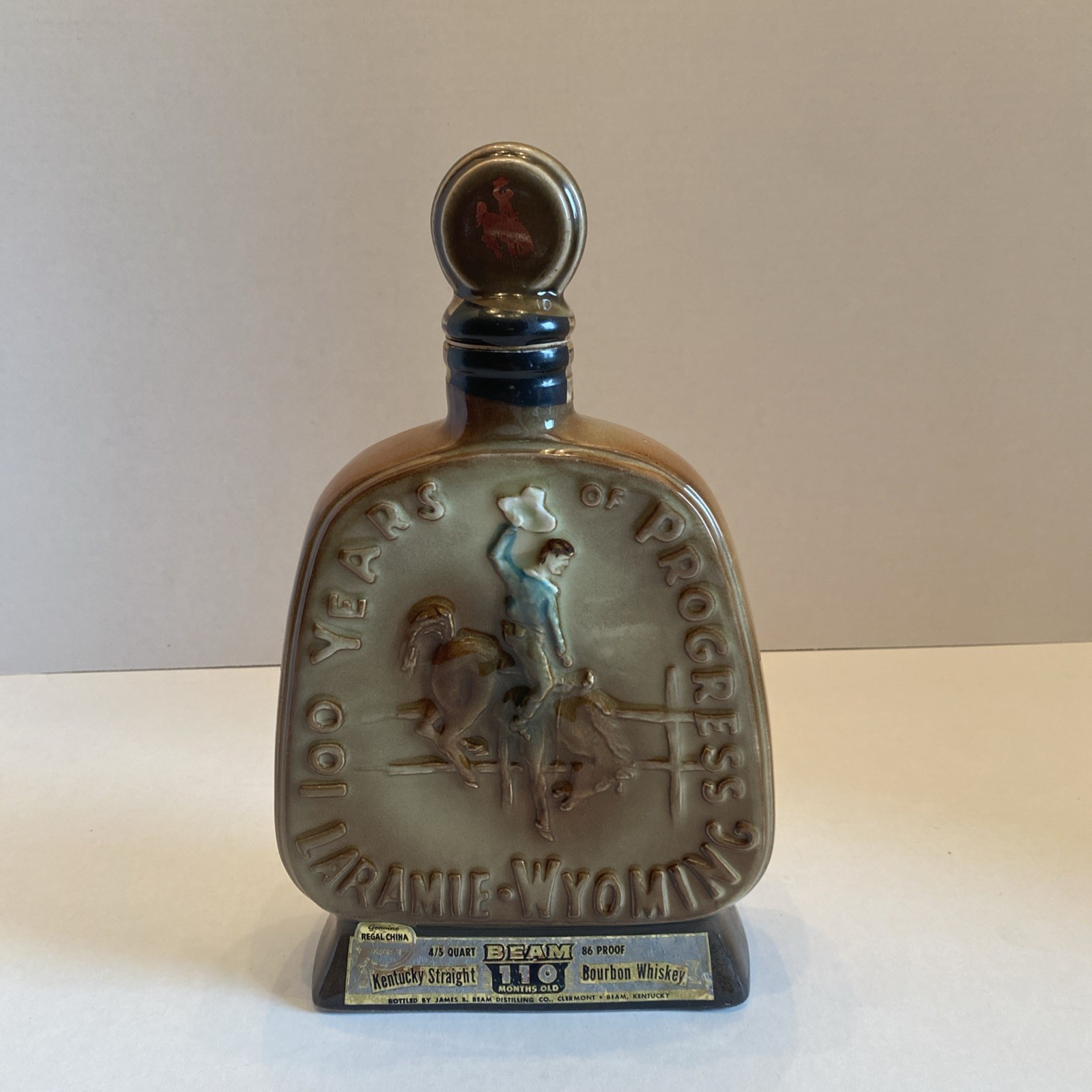 Vintage Jim Beam Centennial Jubilee Laramie Wyoming Whiskey Decanter 1968 EMPTY