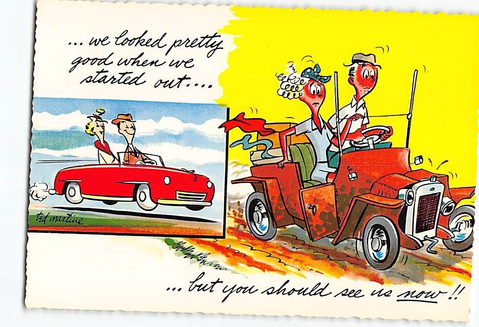 Postcard Couple Road Trip Travel Humor Card