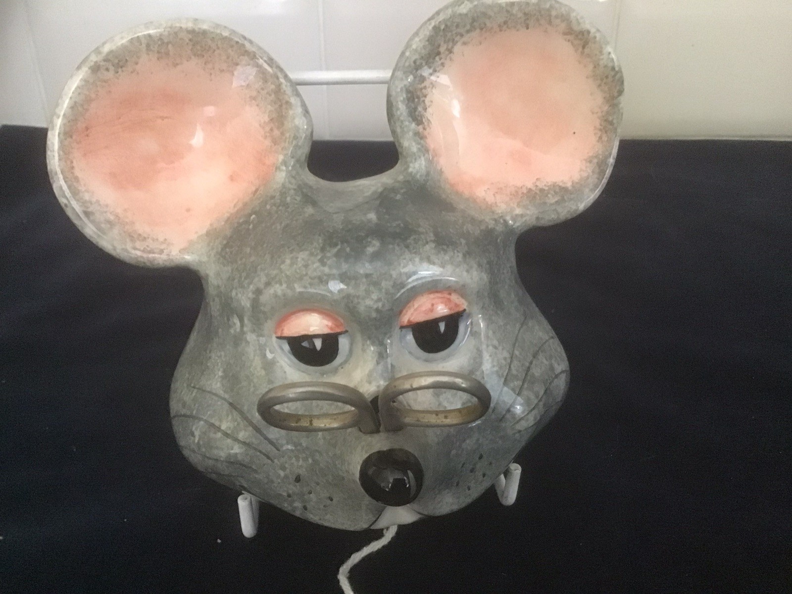Vintage Hand Painted String Holder - Mouse Good Condition