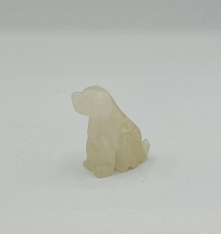 Carved Stone Dog Figurine 1.5” Calcite