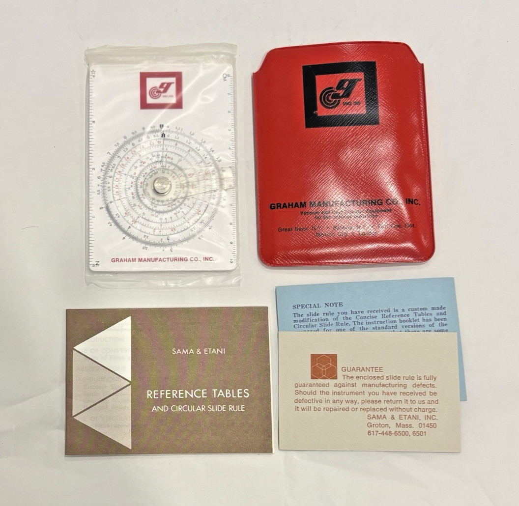 1971 Concise Circular Slide Rule & Science Tables Sama & Etani Case Sealed