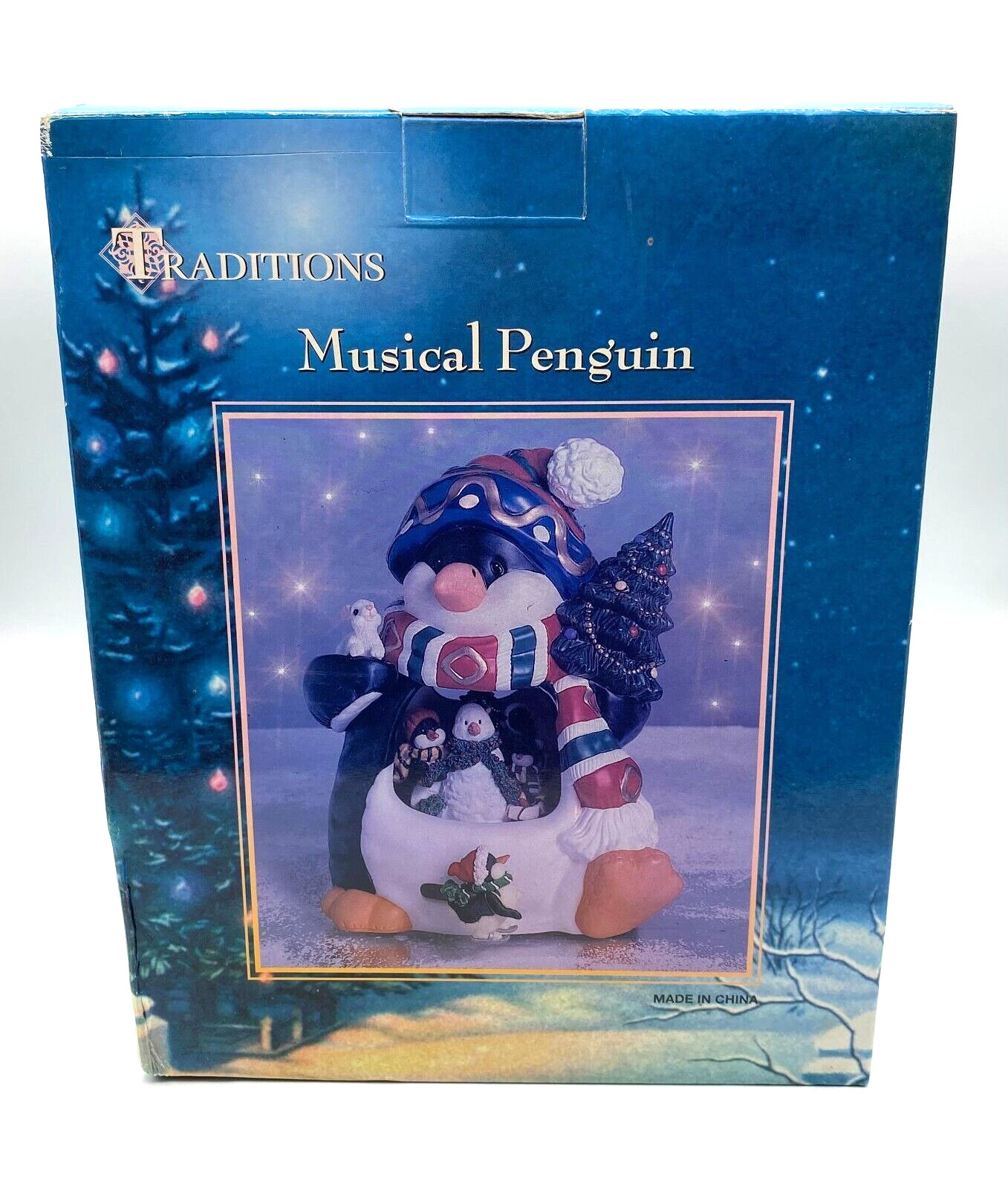 Traditions Christmas Musical Penguin Porcelain Figurine Let It Snow SEALED CWC