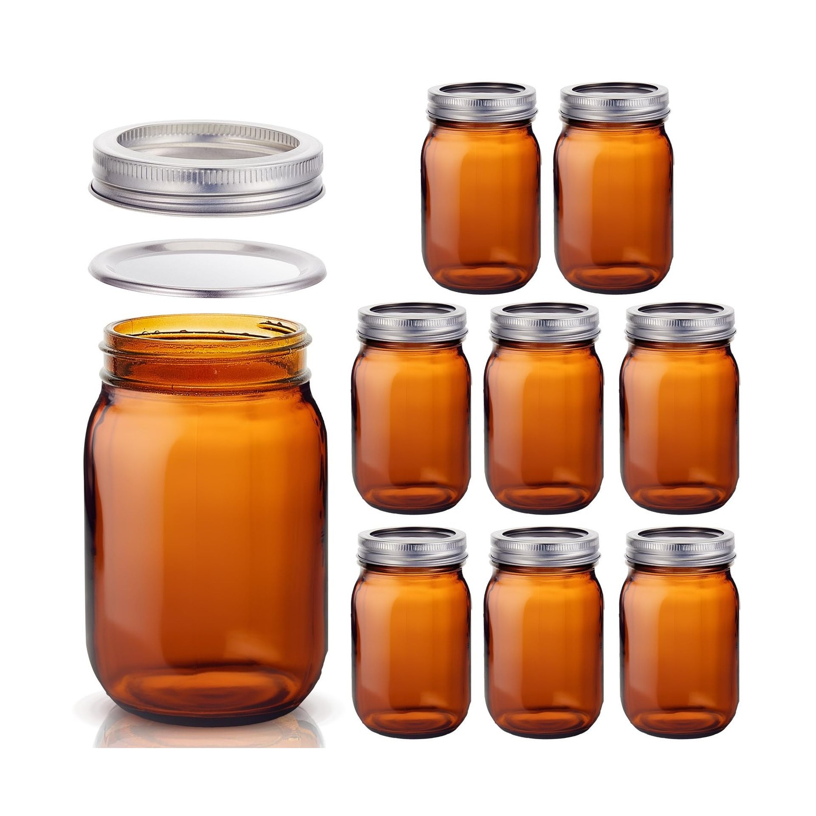Norme 8 Pieces Amber Mason Jars 16 oz Amber Glass Mason Jar wit... FAST USA SHIP Norme 8 Pieces Amber Mason Jars 16 oz Amber Glass Mason Jar wit... FAST USA SHIP