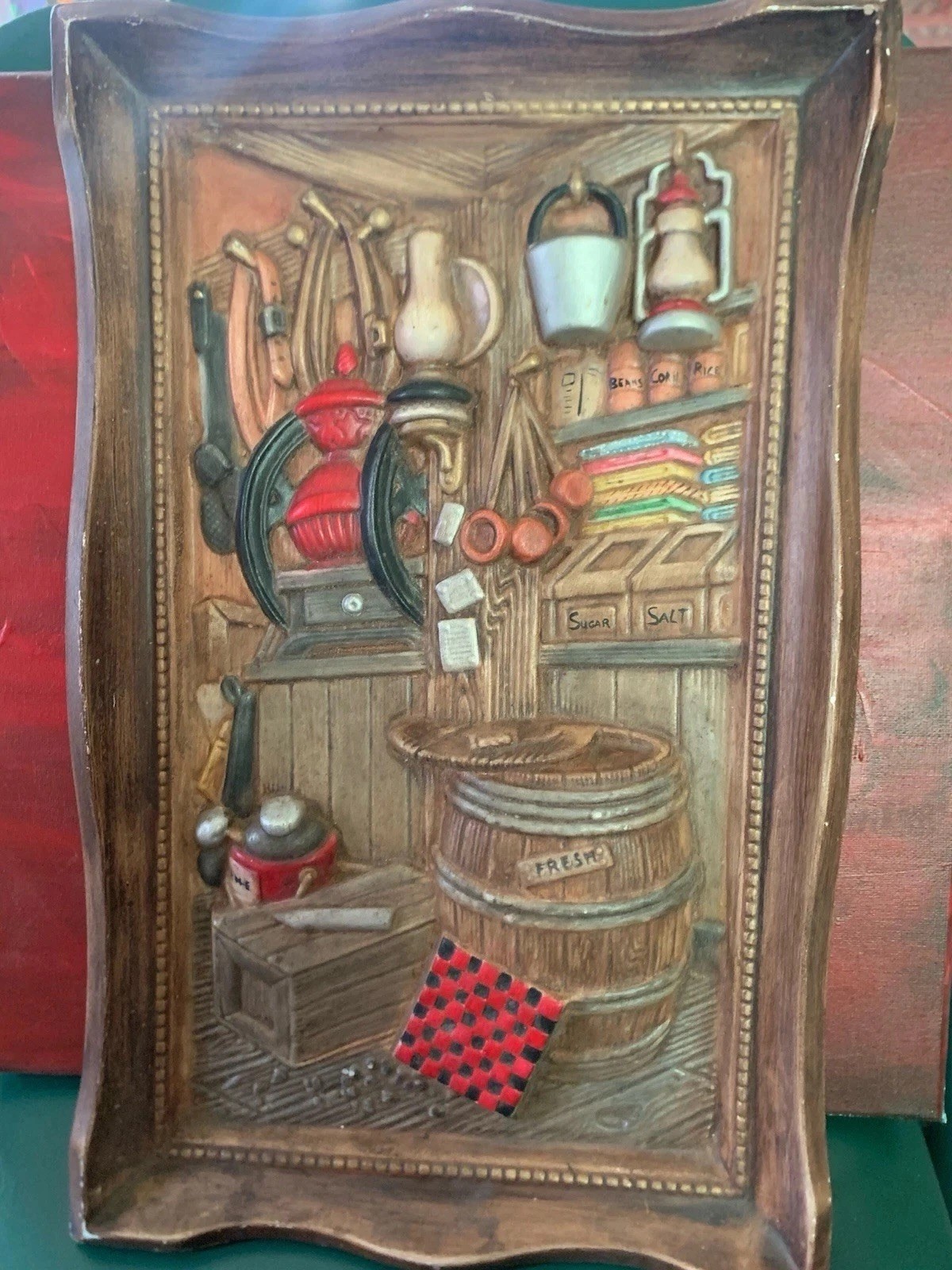 Vintage 60s70s Chalkware Western Scene