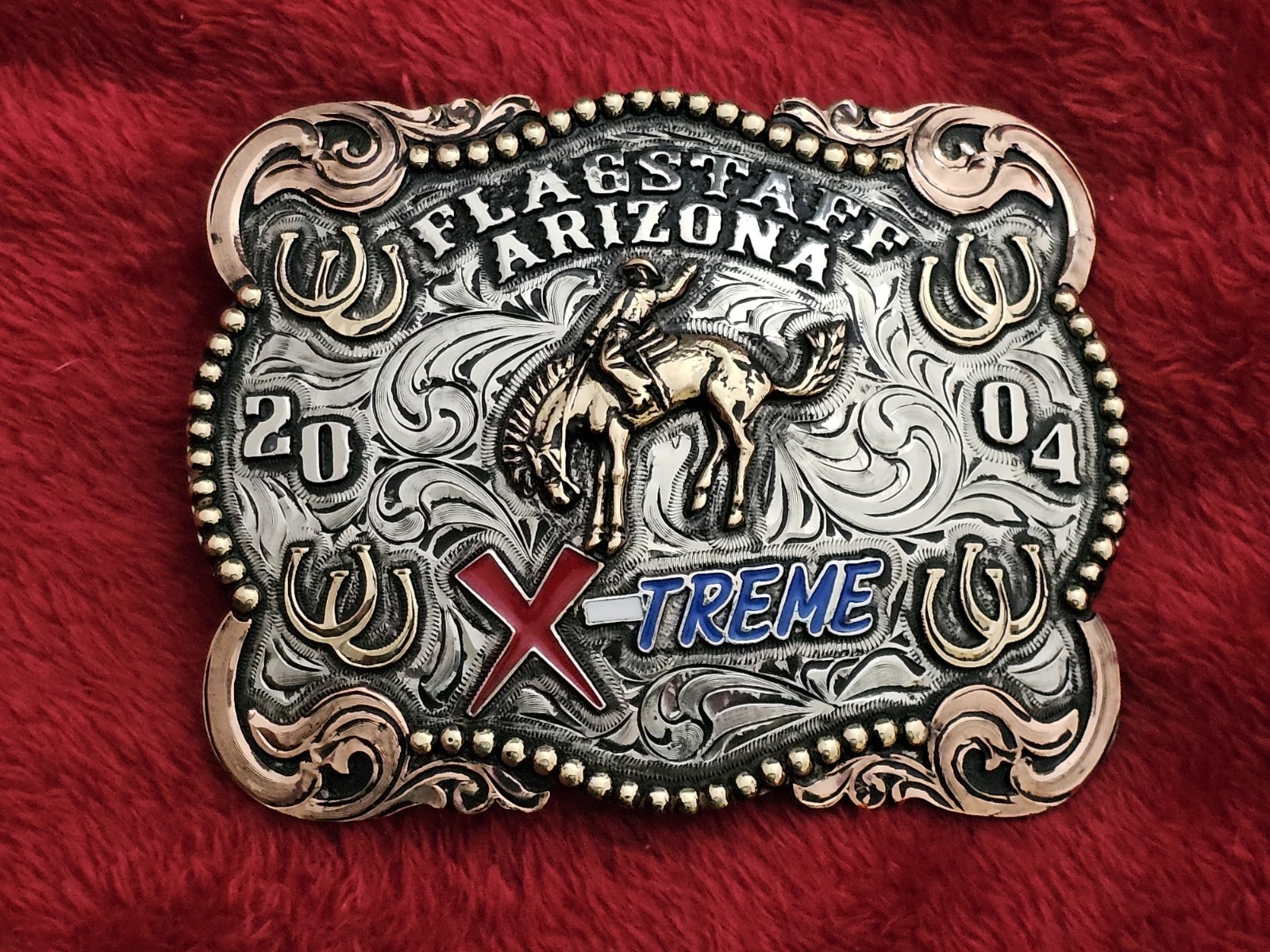 Bronc Riding☆X~TREME☆2004☆RODEO CHAMPION TROPHY BUCKLE☆Flagstaff Ariz.☆RARE☆624