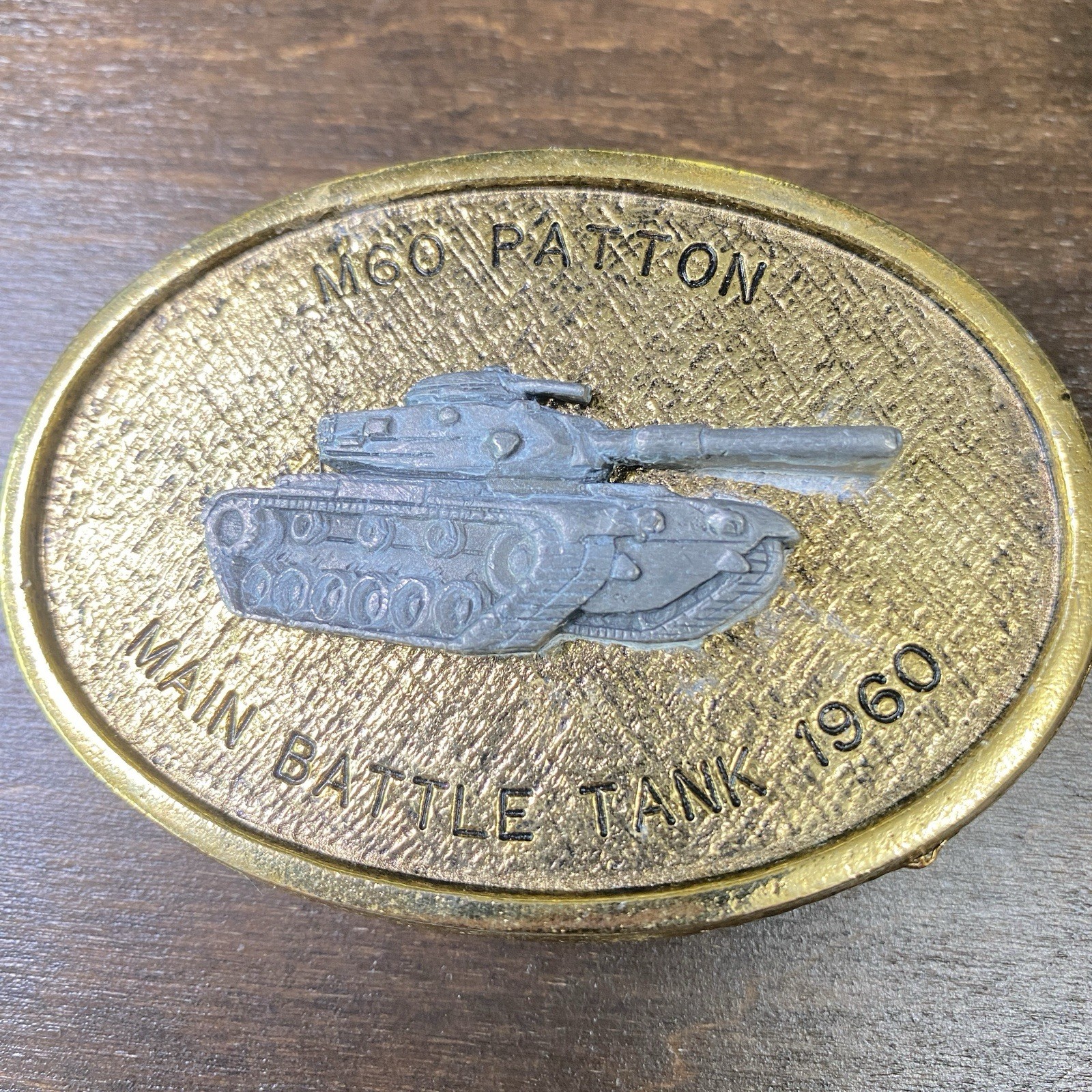 M60 Patton Main Battle Tank 1960 Solid Brass Military Belt Buckle Ira Green 3