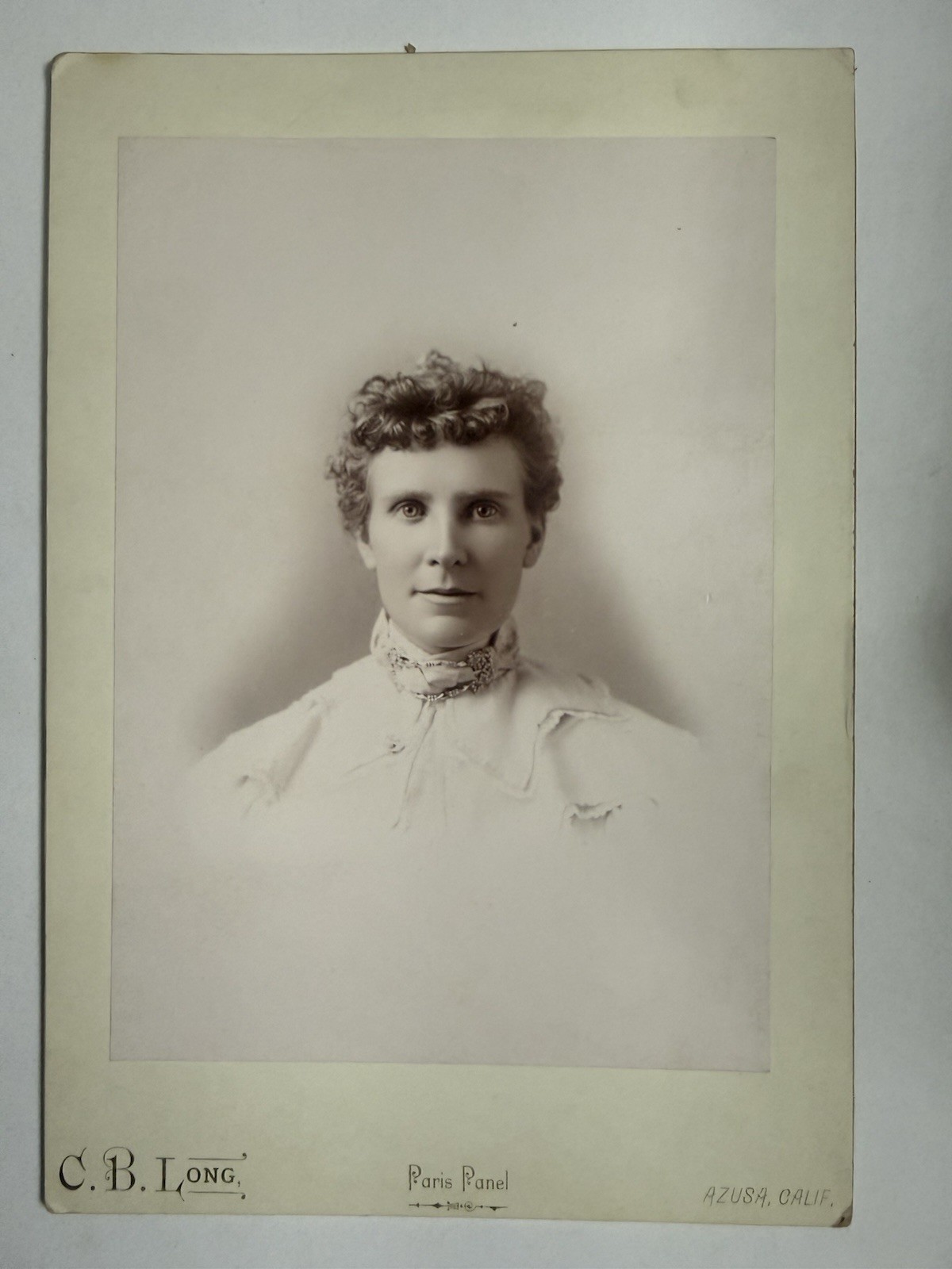 Antique c1900 C.B. Long Azusa California Paris Panel Portrait Photograph