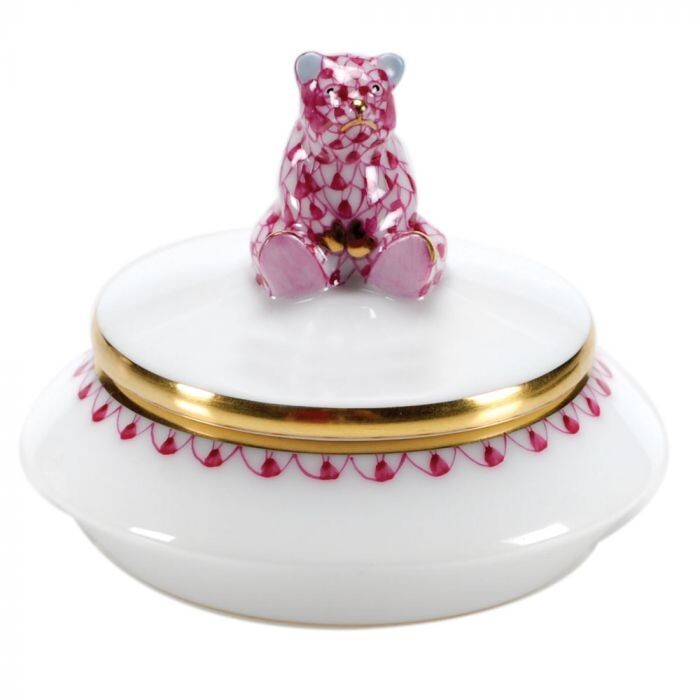 HEREND, FIRST CURL BOX, BEAR KNOB, PINK FISHNET, #BVHP1-06027, BRAND NEW, MIB HEREND, FIRST CURL BOX, BEAR KNOB, PINK FISHNET, #BVHP1-06027, BRAND NEW, MIB