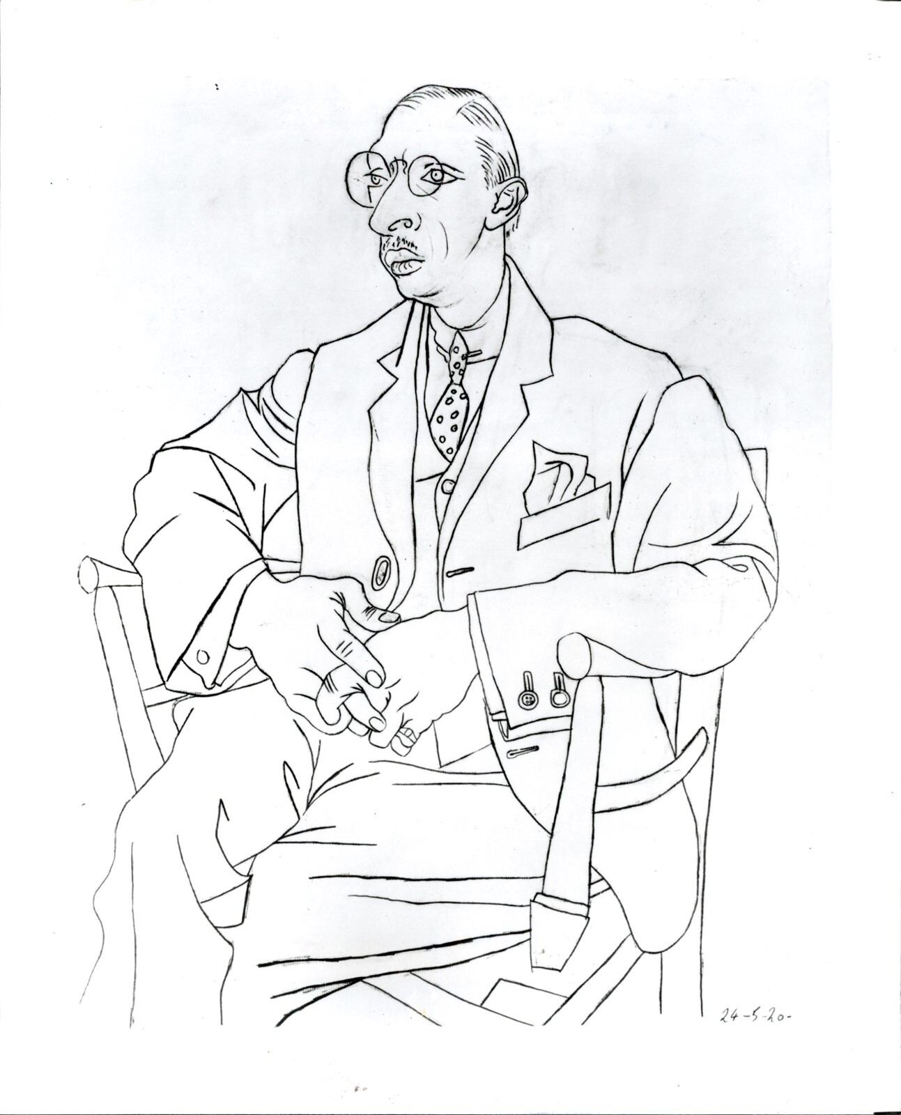 LG17 1980 Orig Photo PORTRAIT OF IGOR STRAVINSKY PABLO PICASSO EXHIBIT NEW YORK LG17 1980 Orig Photo PORTRAIT OF IGOR STRAVINSKY PABLO PICASSO EXHIBIT NEW YORK