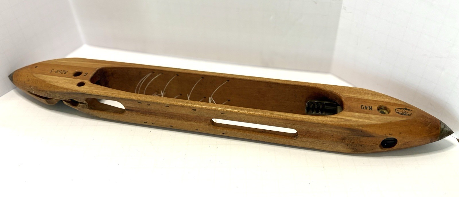 Vintage DURALOC Wooden Textile Weaving Boat Shuttle 17”