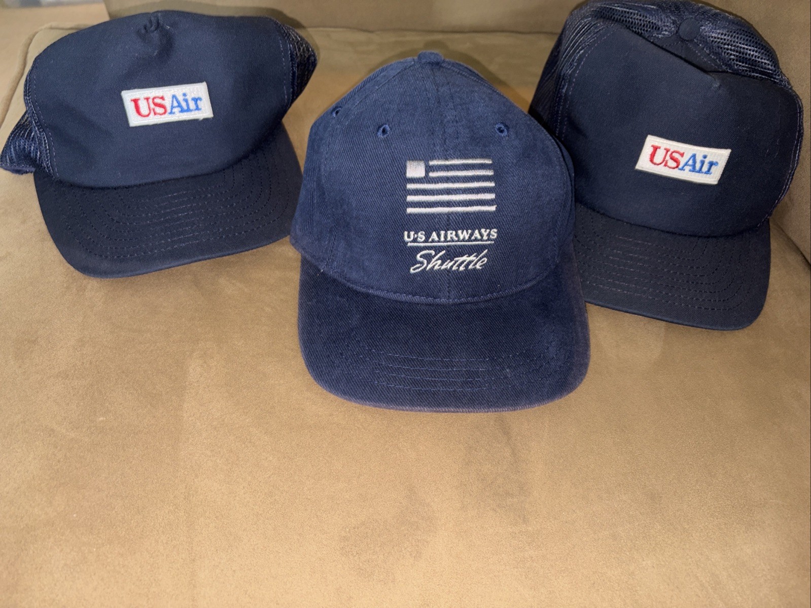 Vintage USAir And USAirways Shuttle Baseball Hats ( All Navy Blue ). Vintage USAir And USAirways Shuttle Baseball Hats ( All Navy Blue ).
