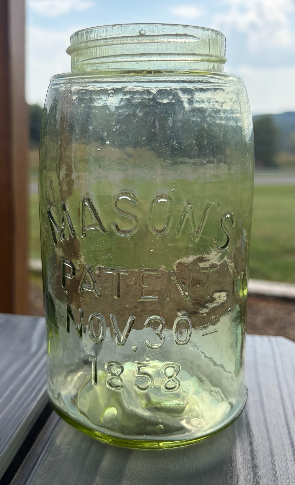 Mason's Patent Nov. 30th 1858 Citron quart fruit jar Mason's Patent Nov. 30th 1858 Citron quart fruit jar